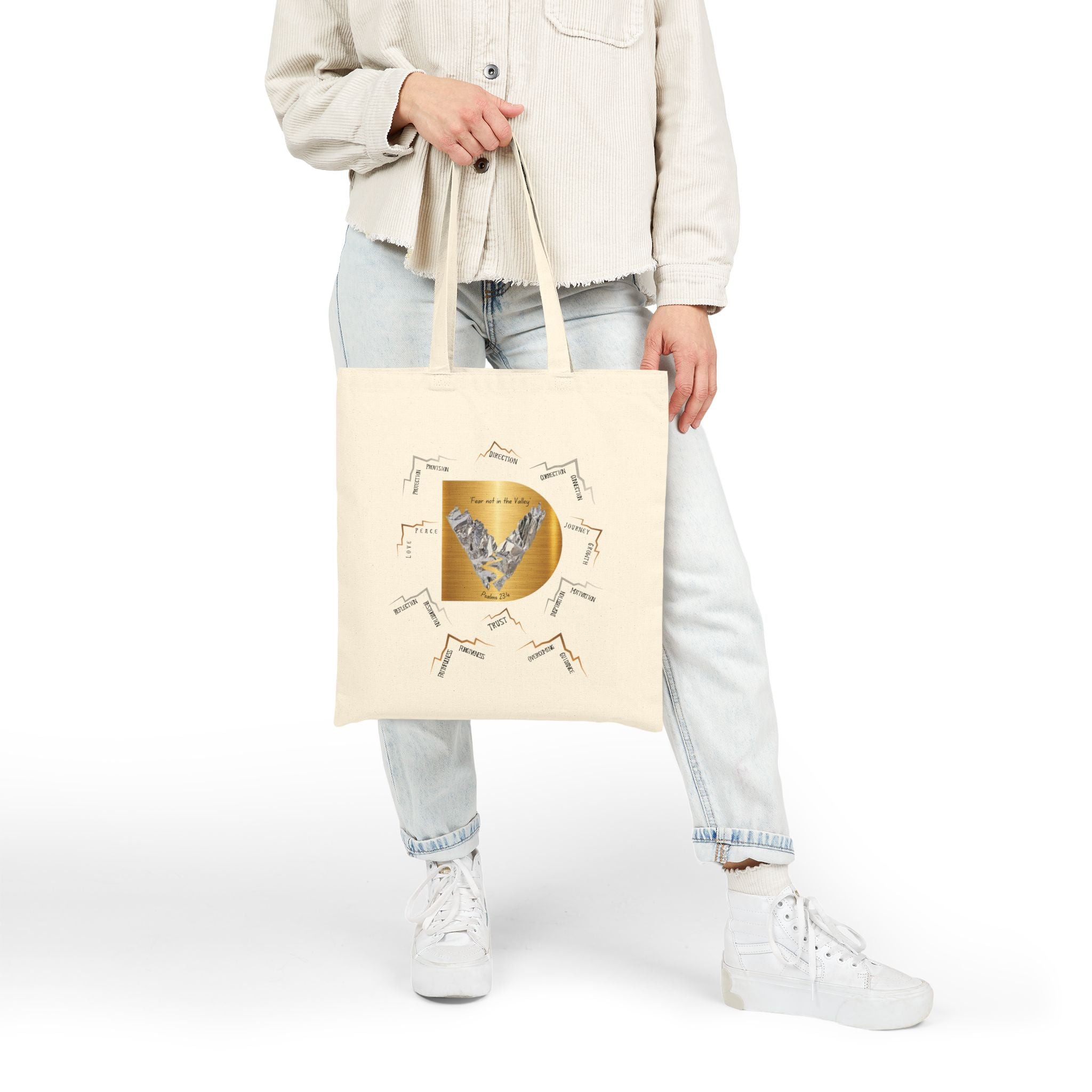 Canvas Tote Bag — Golden Heart Bird Design with Song Lyrics