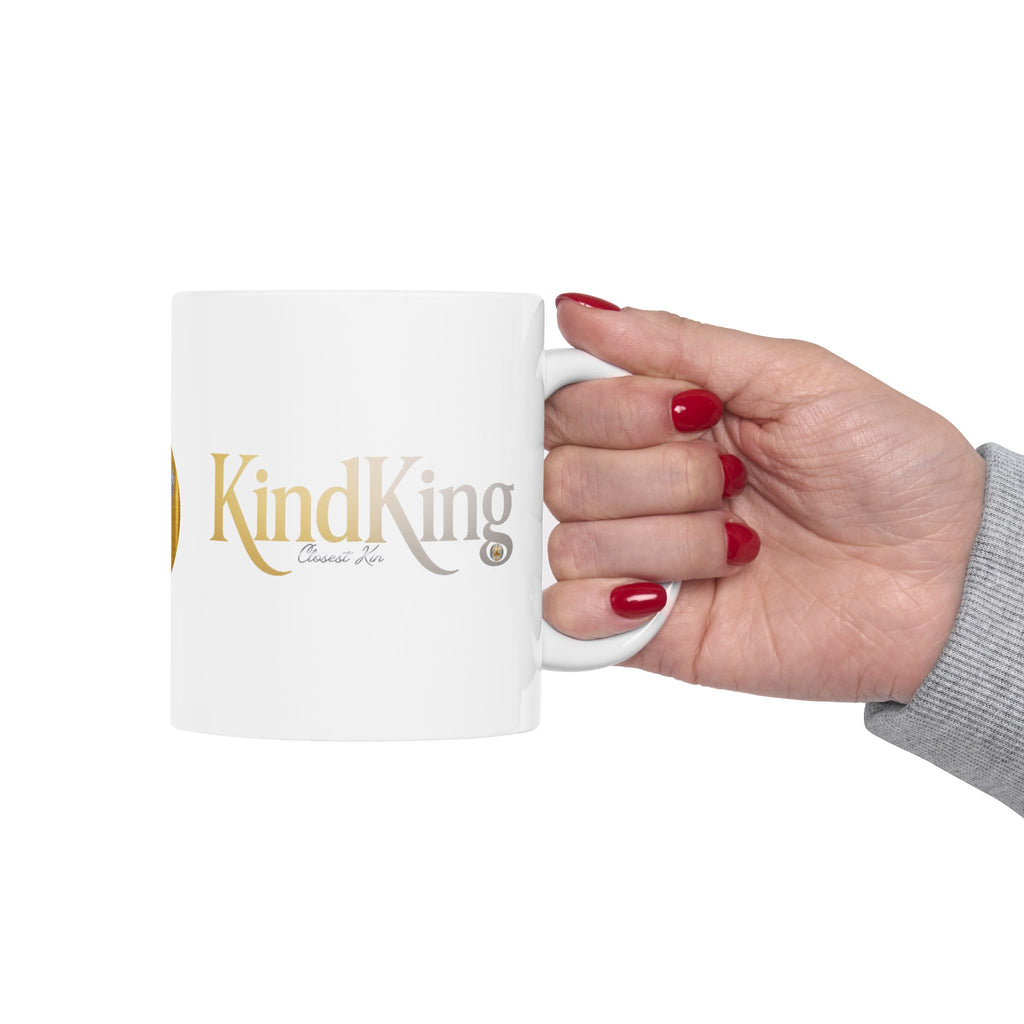 Golden KindKing Ceramic Mug — Regal Foil Lettering Coffee Cup (11oz, 15oz)