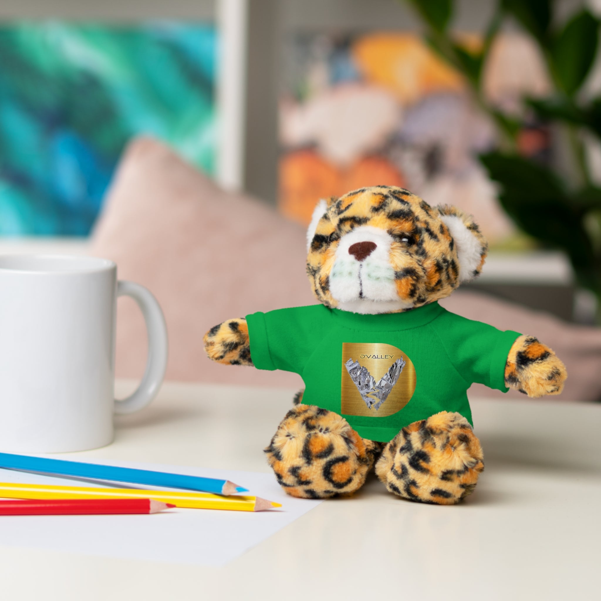 Teddy Bear with 'D'Valley' Gold Heart Tee — Cute Plush Gift for Kids & Loved Ones
