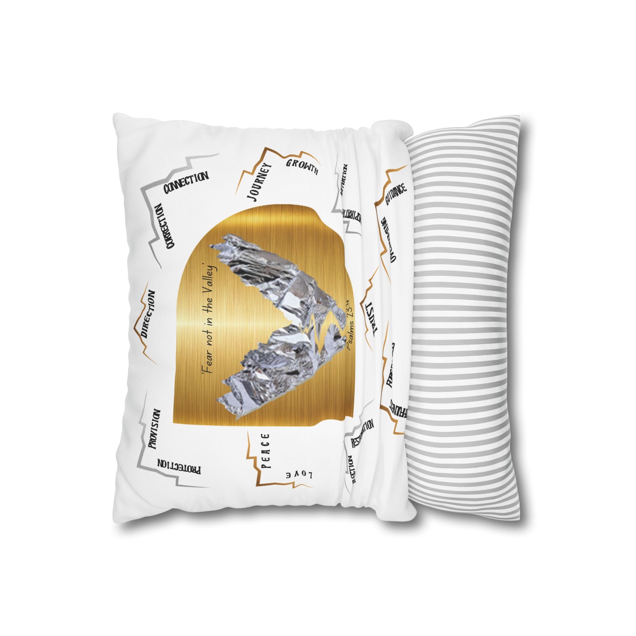 Psalm 23:4 Inspirational Throw Pillow — “Fear Not in the Valley” Decorative Square Pillowcase