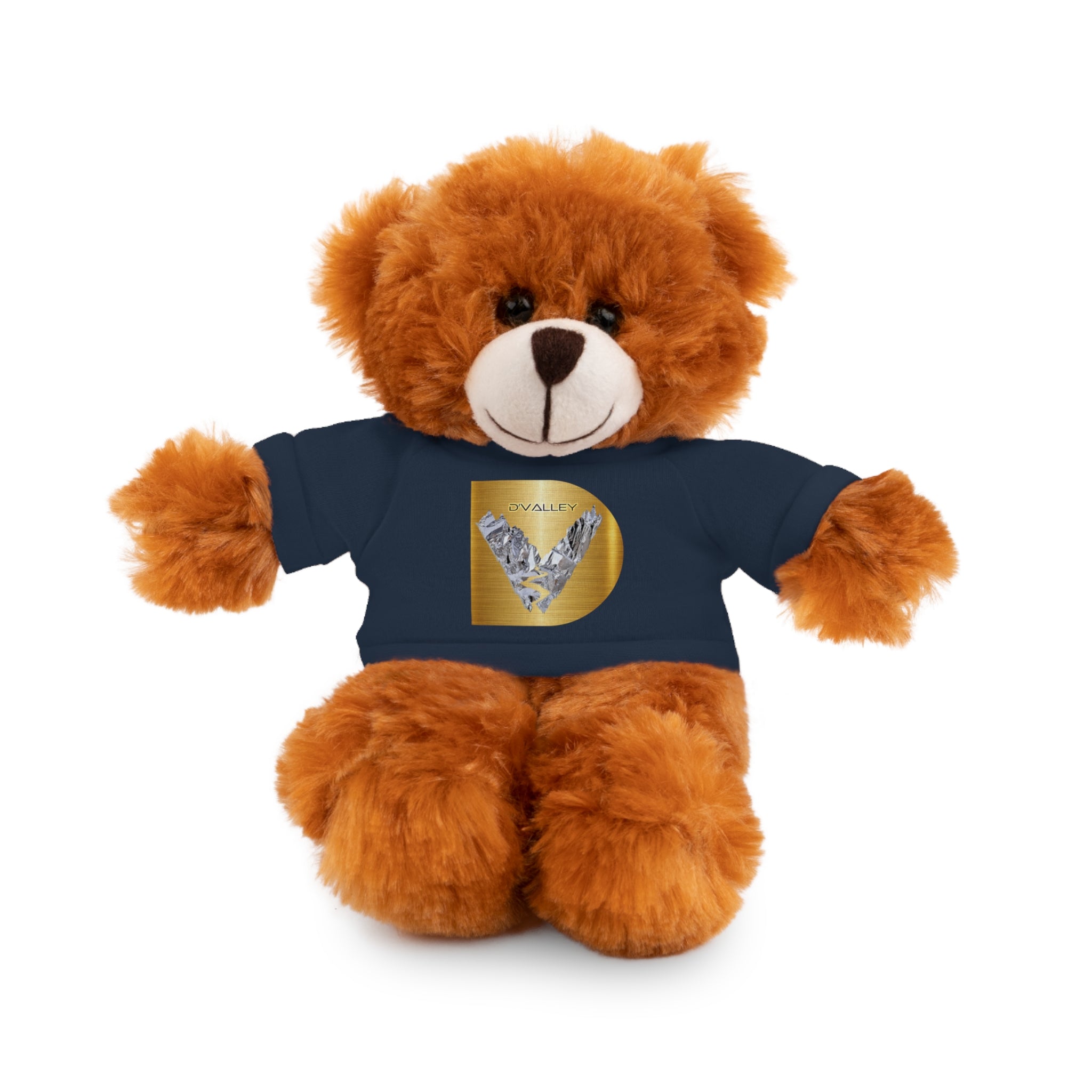 Teddy Bear with 'D'Valley' Gold Heart Tee — Cute Plush Gift for Kids & Loved Ones