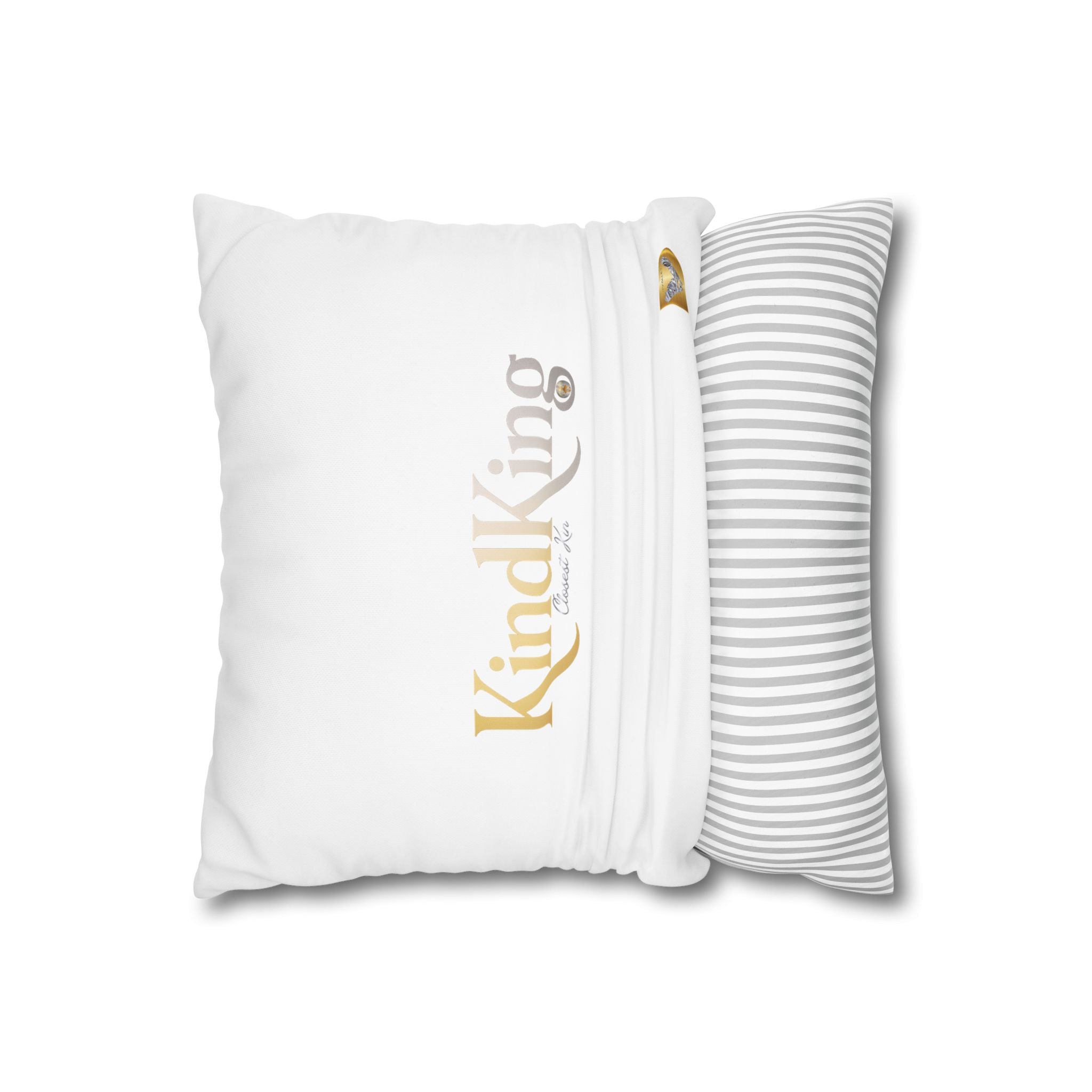 KindKing Gold Script Pillowcase – Decorative Square Accent Pillow Cover
