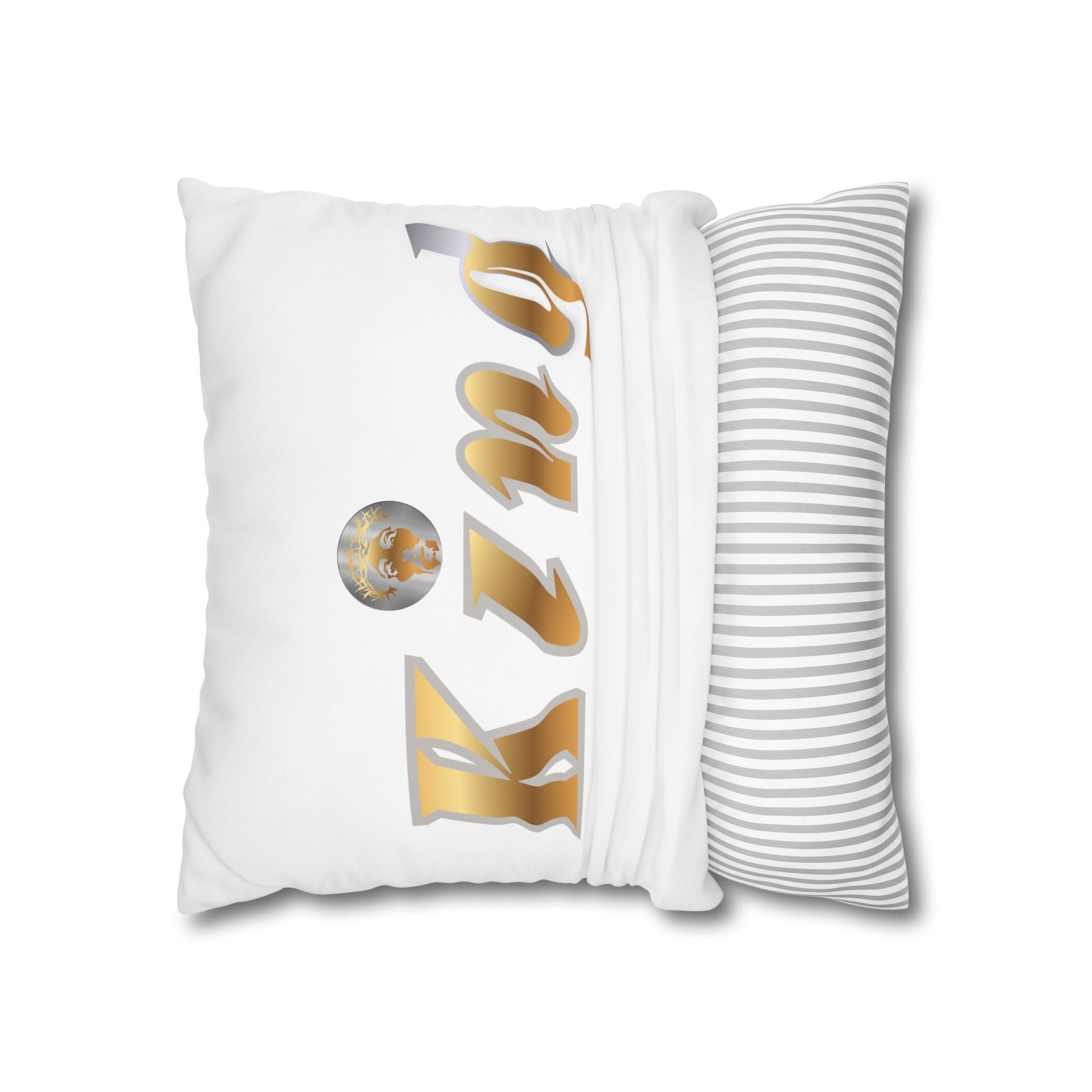 KindKing Gold Script Pillowcase – Decorative Square Accent Pillow Cover