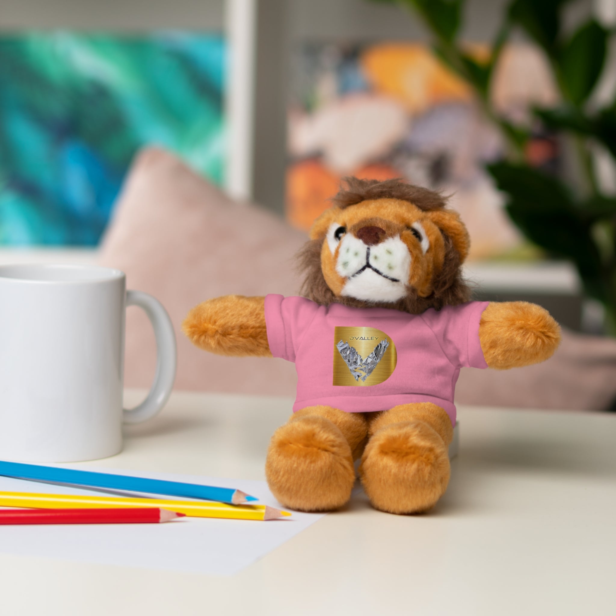 Teddy Bear with 'D'Valley' Gold Heart Tee — Cute Plush Gift for Kids & Loved Ones