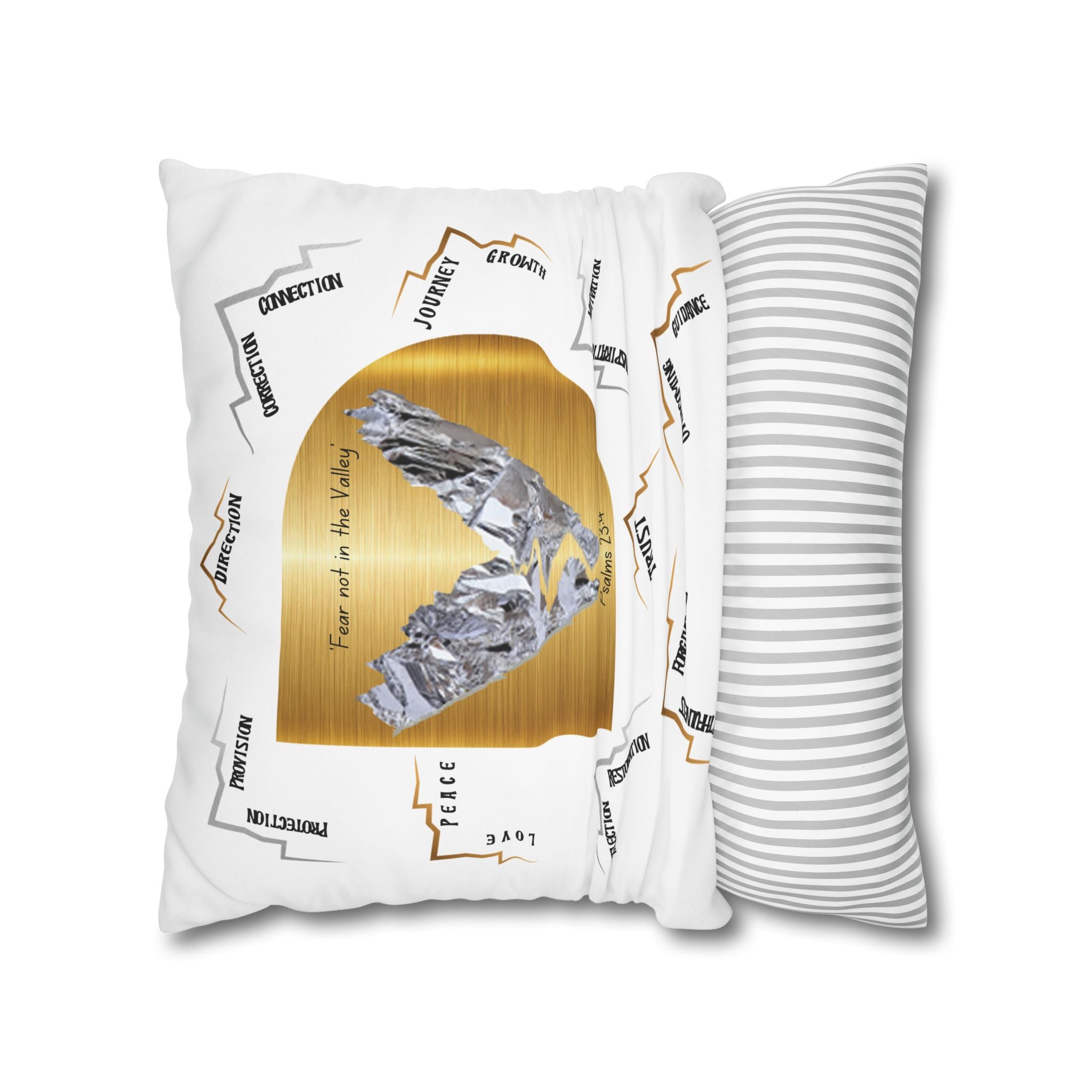 Psalm 23:4 Inspirational Throw Pillow — “Fear Not in the Valley” Decorative Square Pillowcase