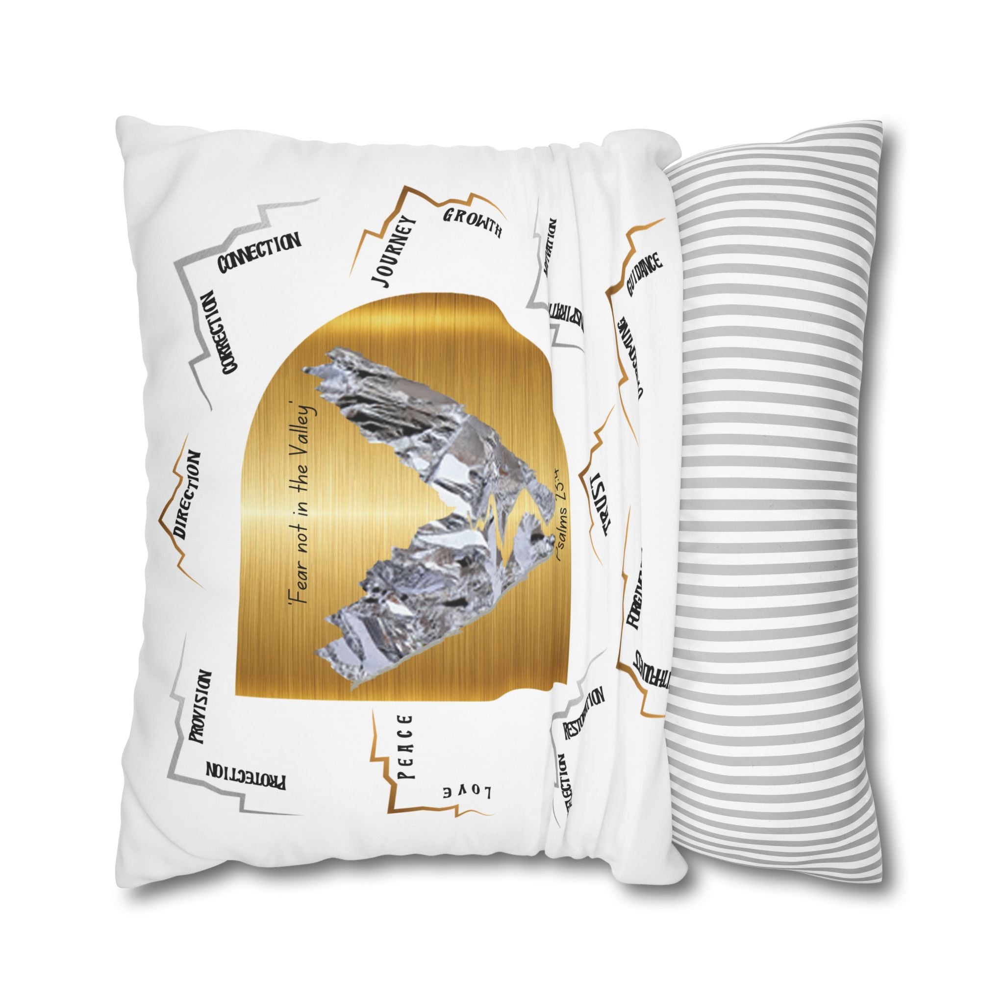 Psalm 23:4 Inspirational Throw Pillow — “Fear Not in the Valley” Decorative Square Pillowcase