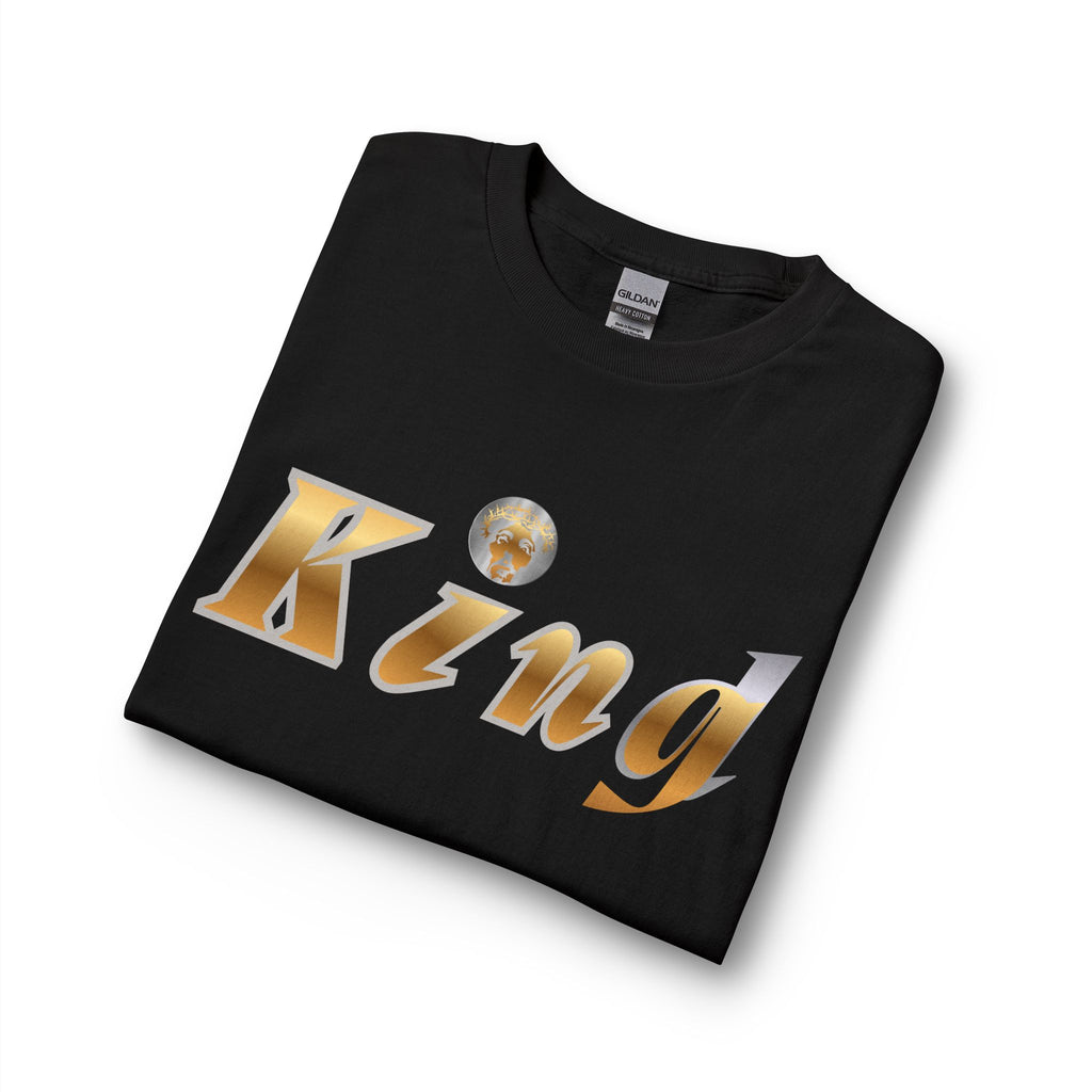 KindKing Metallic Script Long Sleeve Tee — Gold Lettering "KindKing" Chest with KindKing Back Logo