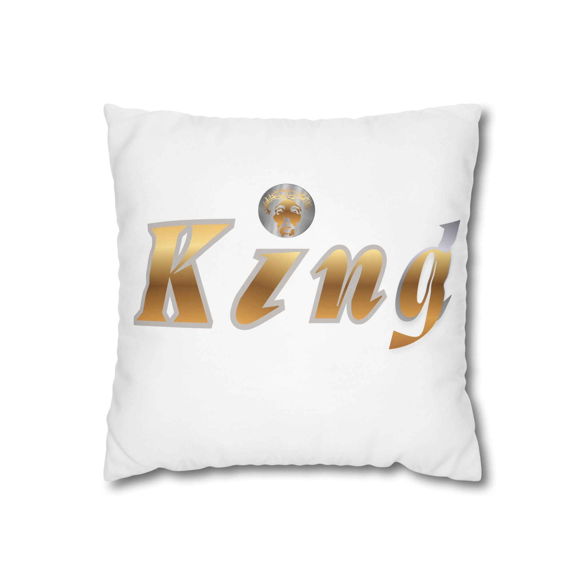 KindKing Gold Script Pillowcase – Decorative Square Accent Pillow Cover