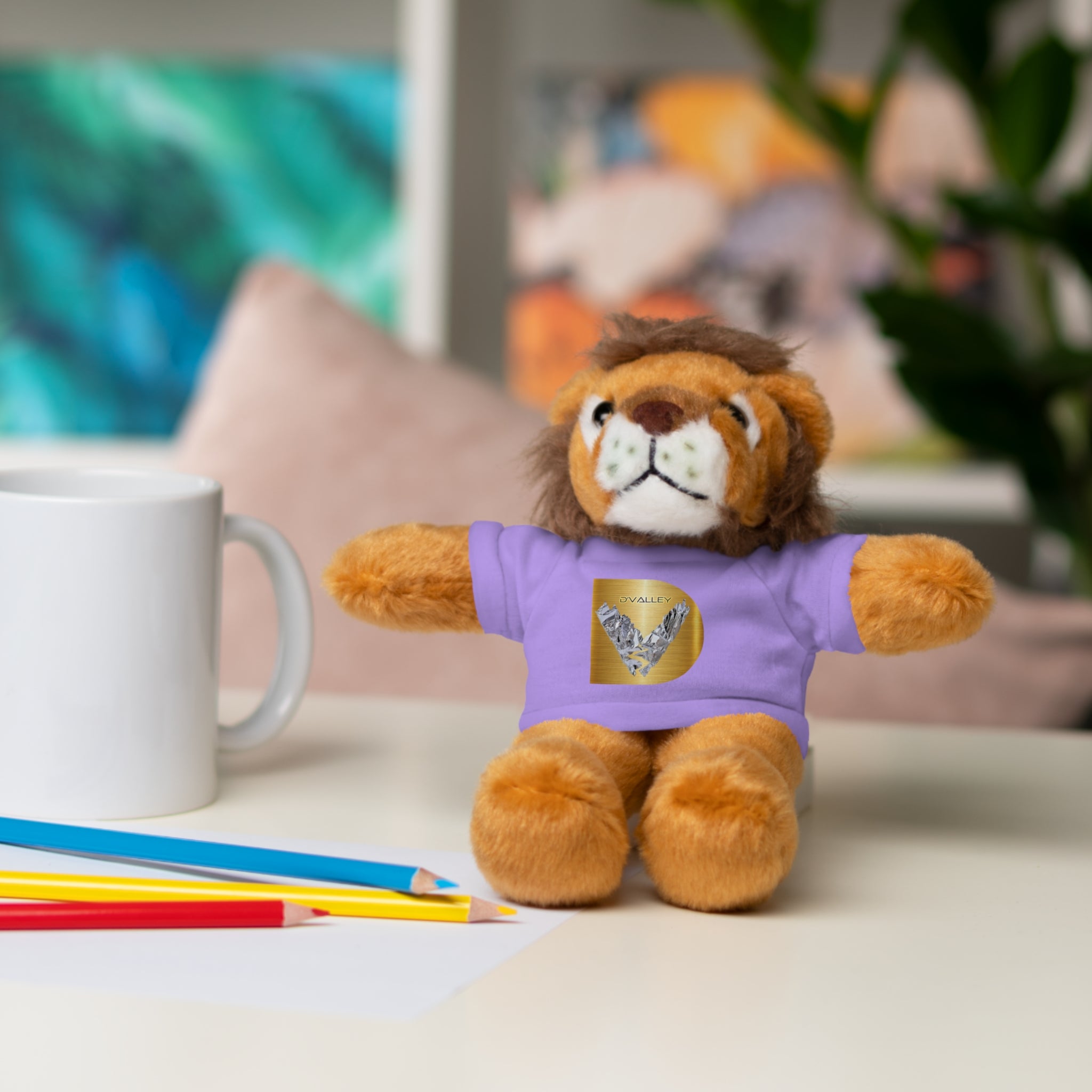 Teddy Bear with 'D'Valley' Gold Heart Tee — Cute Plush Gift for Kids & Loved Ones