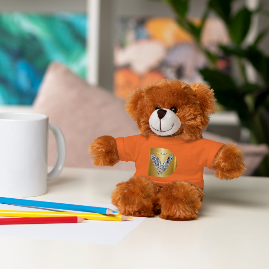 Teddy Bear with 'D'Valley' Gold Heart Tee — Cute Plush Gift for Kids & Loved Ones