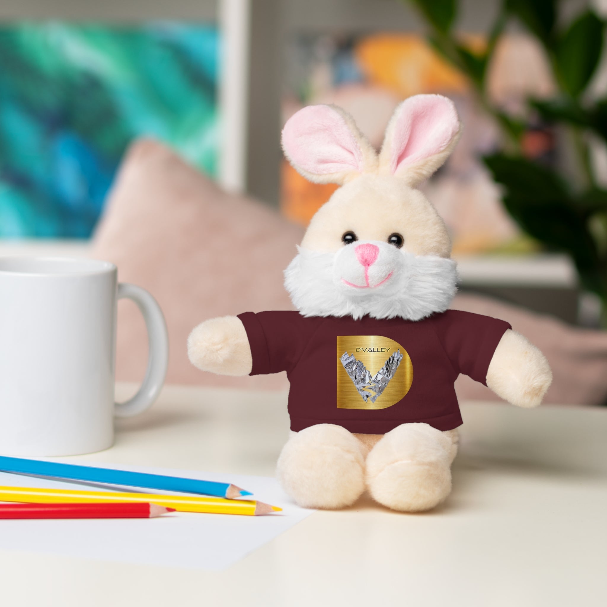 Teddy Bear with 'D'Valley' Gold Heart Tee — Cute Plush Gift for Kids & Loved Ones