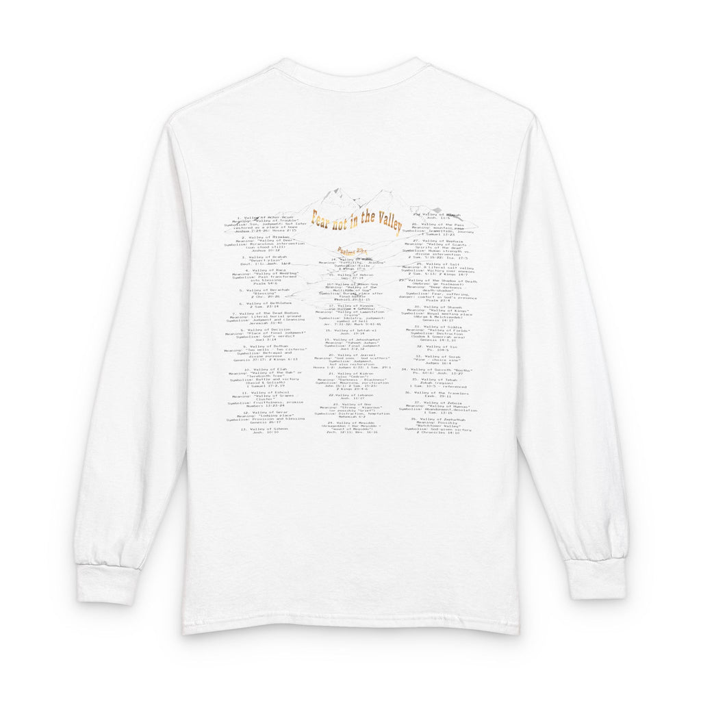 Long Sleeve — "Psalm 23:4 Fear Not in the Valley” Graphic Tee (Song Lyrics Back)