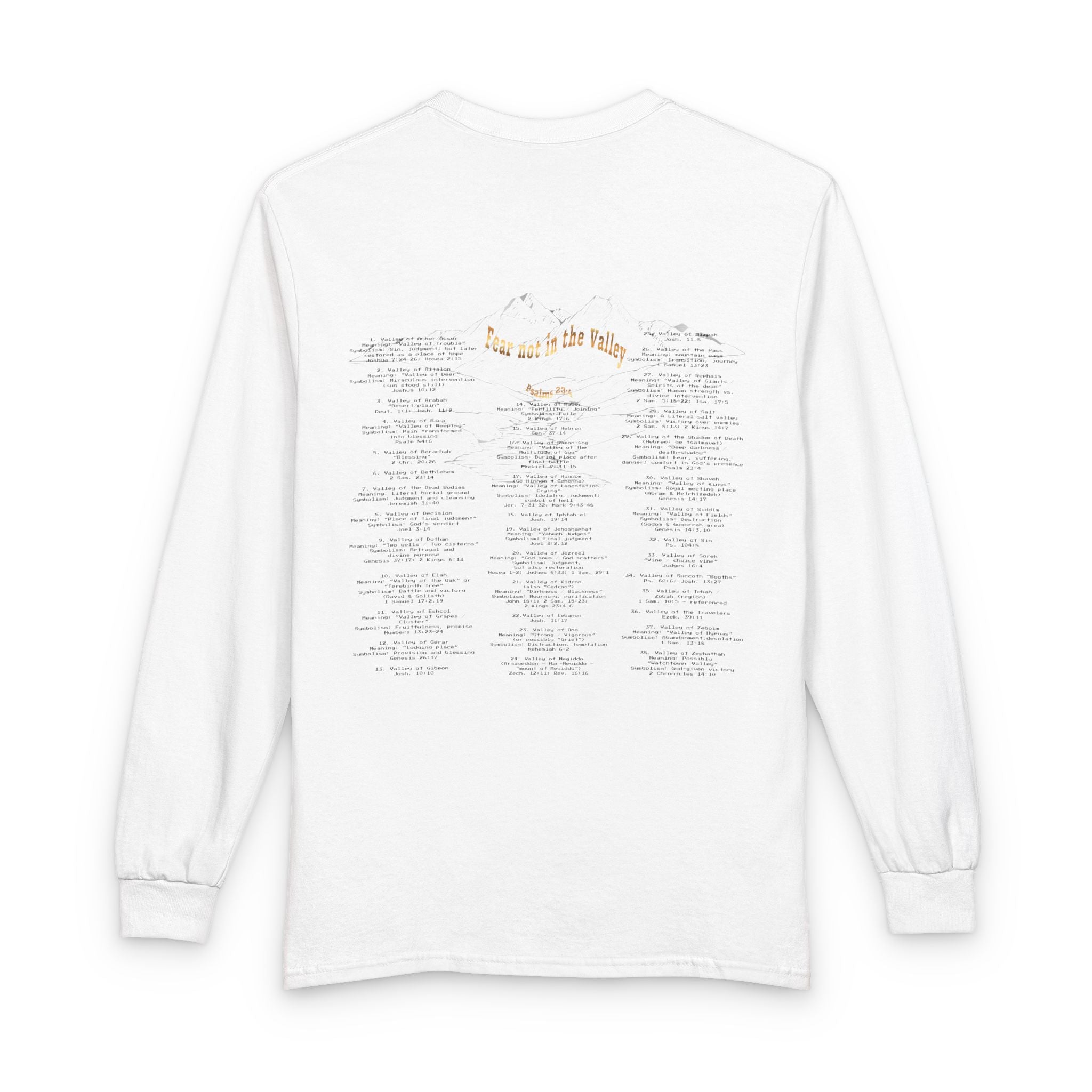 Long Sleeve — "Psalm 23:4 Fear Not in the Valley” Graphic Tee (Song Lyrics Back)