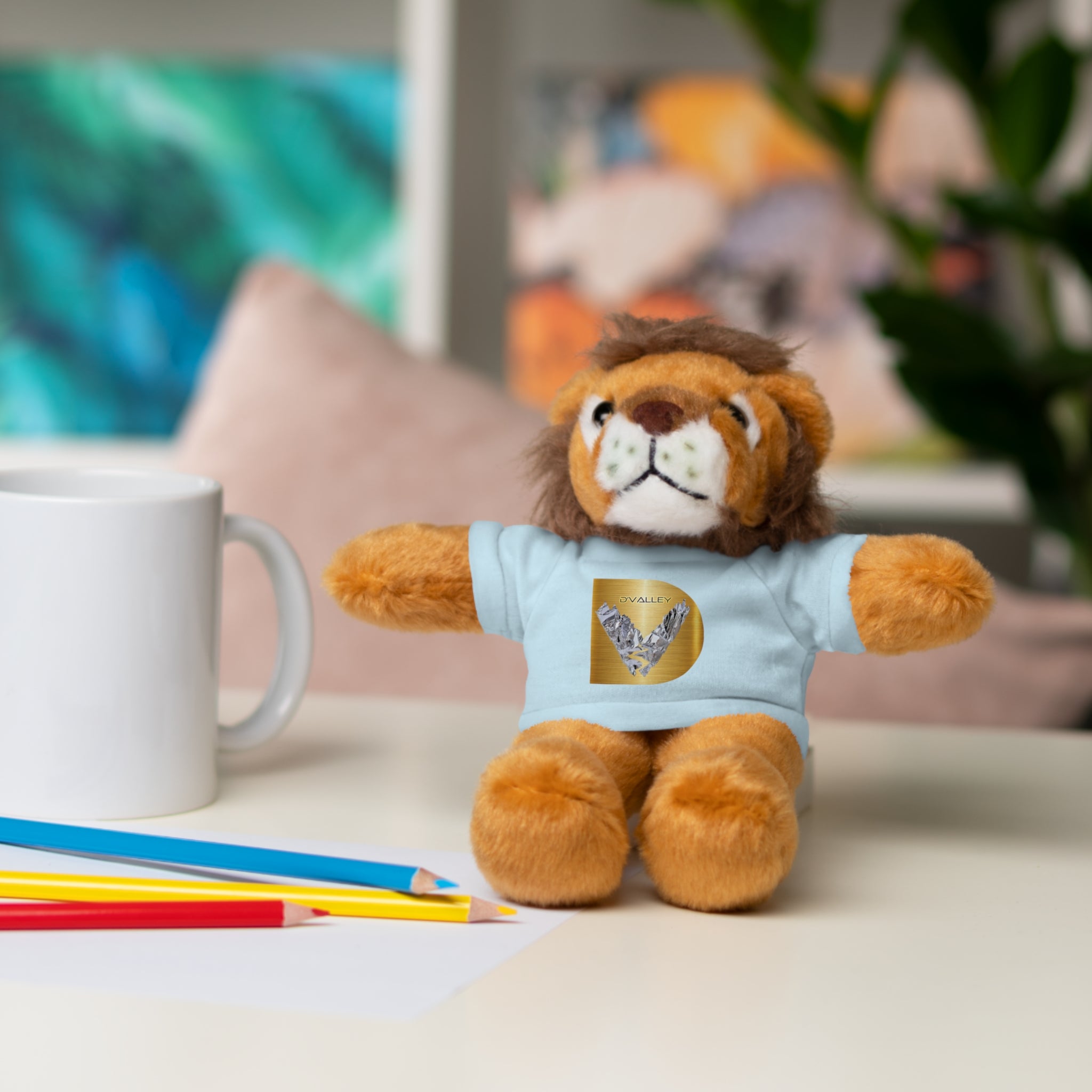 Teddy Bear with 'D'Valley' Gold Heart Tee — Cute Plush Gift for Kids & Loved Ones