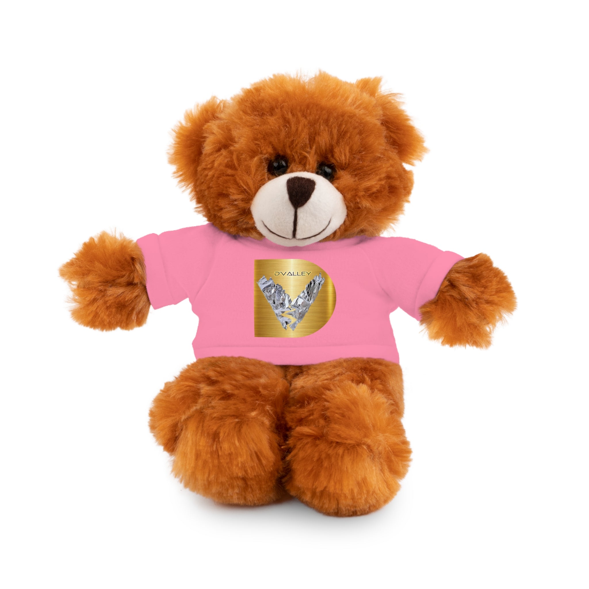 Teddy Bear with 'D'Valley' Gold Heart Tee — Cute Plush Gift for Kids & Loved Ones