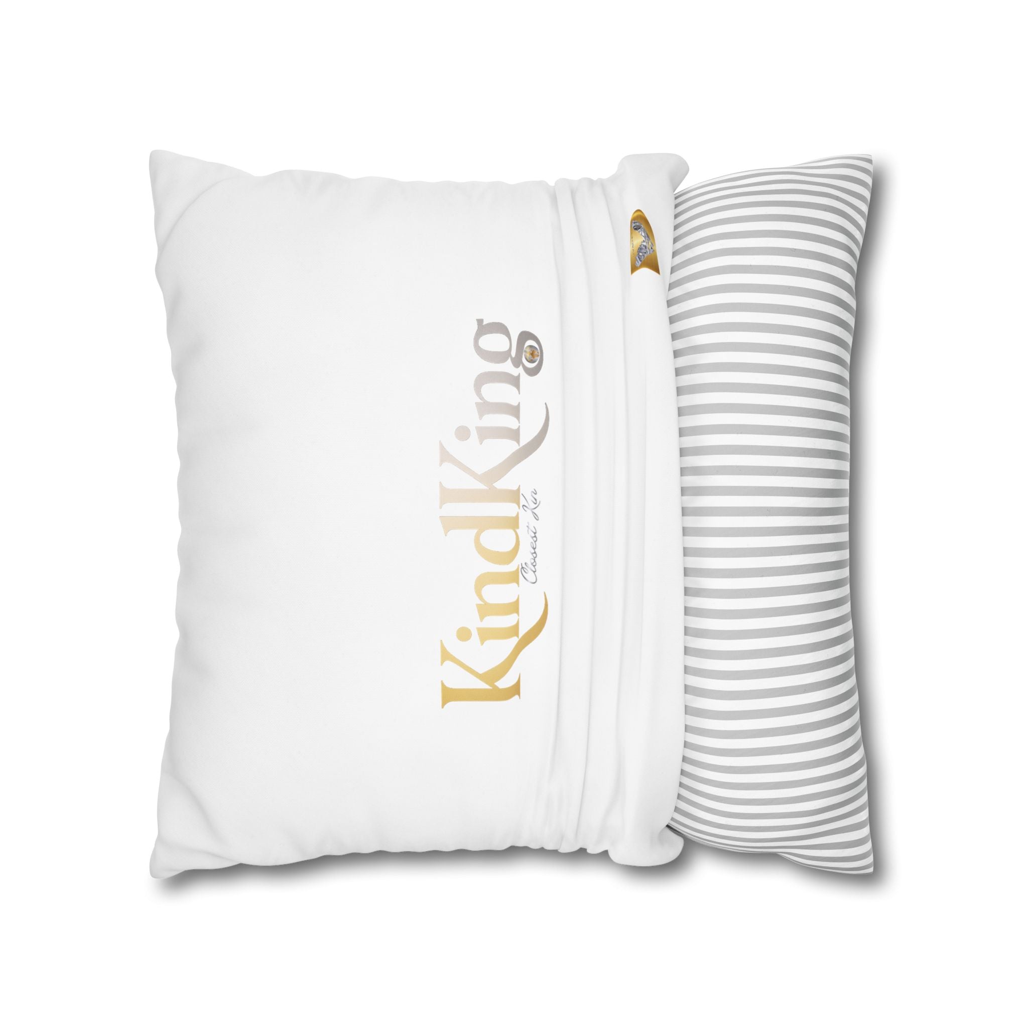 KindKing Gold Script Pillowcase – Decorative Square Accent Pillow Cover