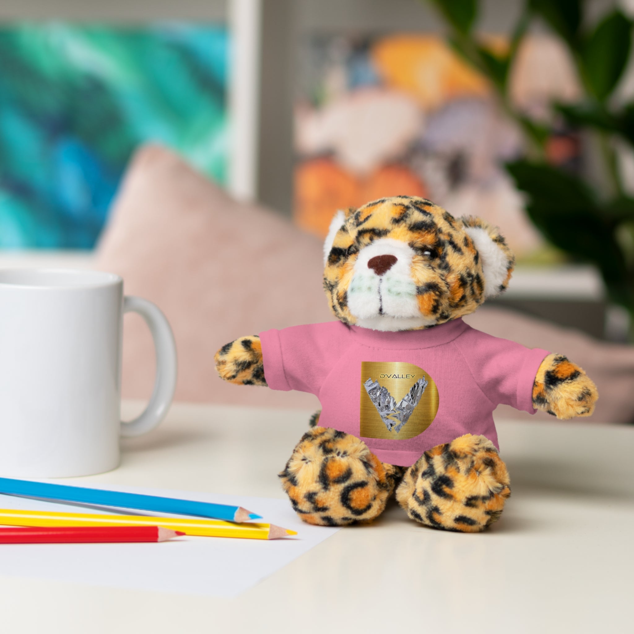 Teddy Bear with 'D'Valley' Gold Heart Tee — Cute Plush Gift for Kids & Loved Ones