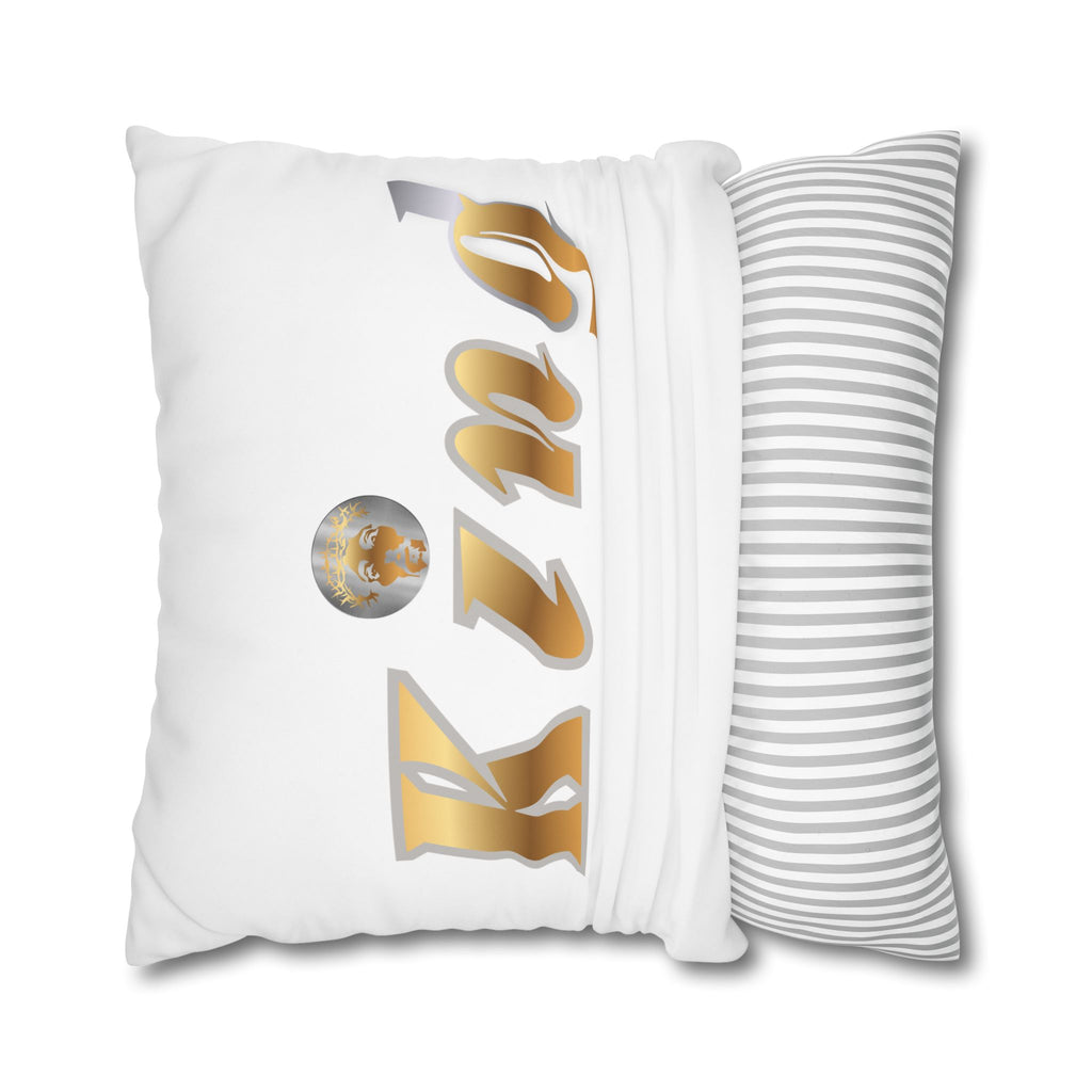 KindKing Gold Script Pillowcase – Decorative Square Accent Pillow Cover