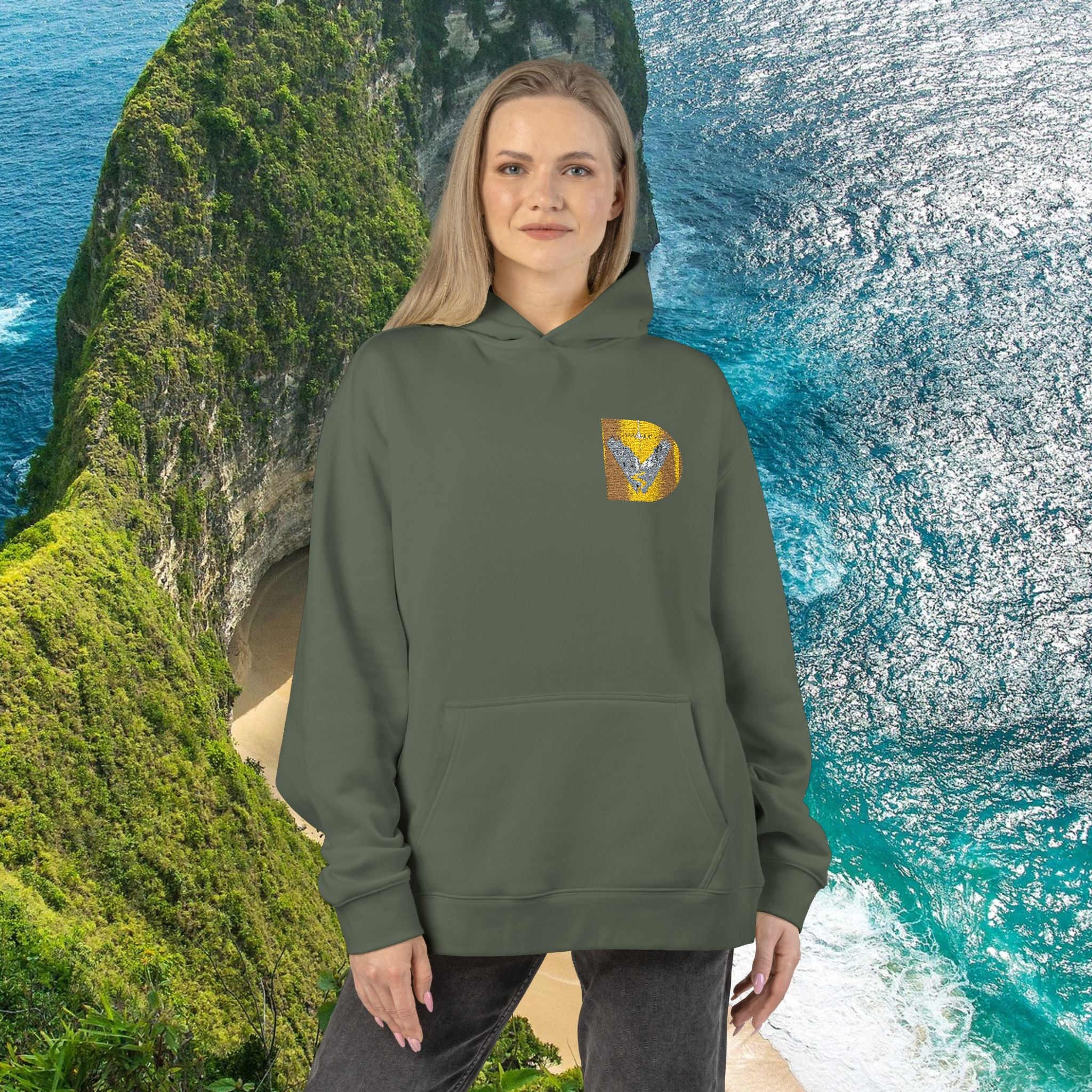 Gold Sequin D Initial Hoodie — Personalized Letter Pullover