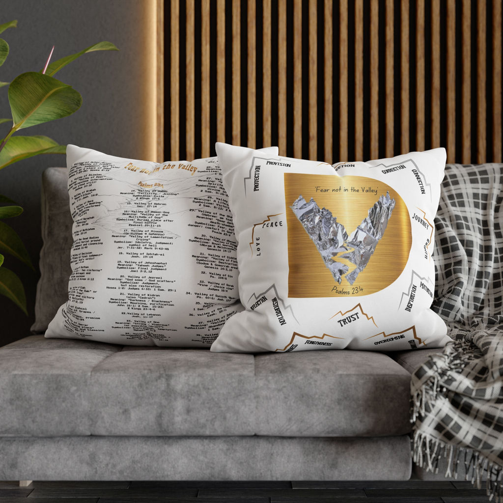 Psalm 23:4 Inspirational Throw Pillow — “Fear Not in the Valley” Decorative Square Pillowcase