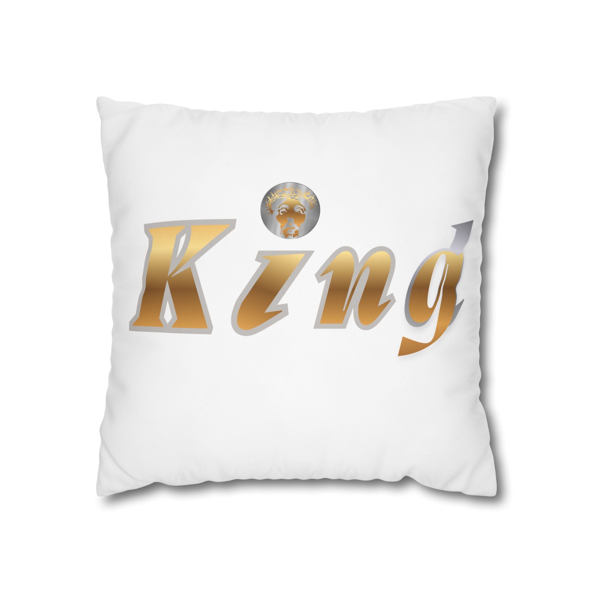 KindKing Gold Script Pillowcase – Decorative Square Accent Pillow Cover