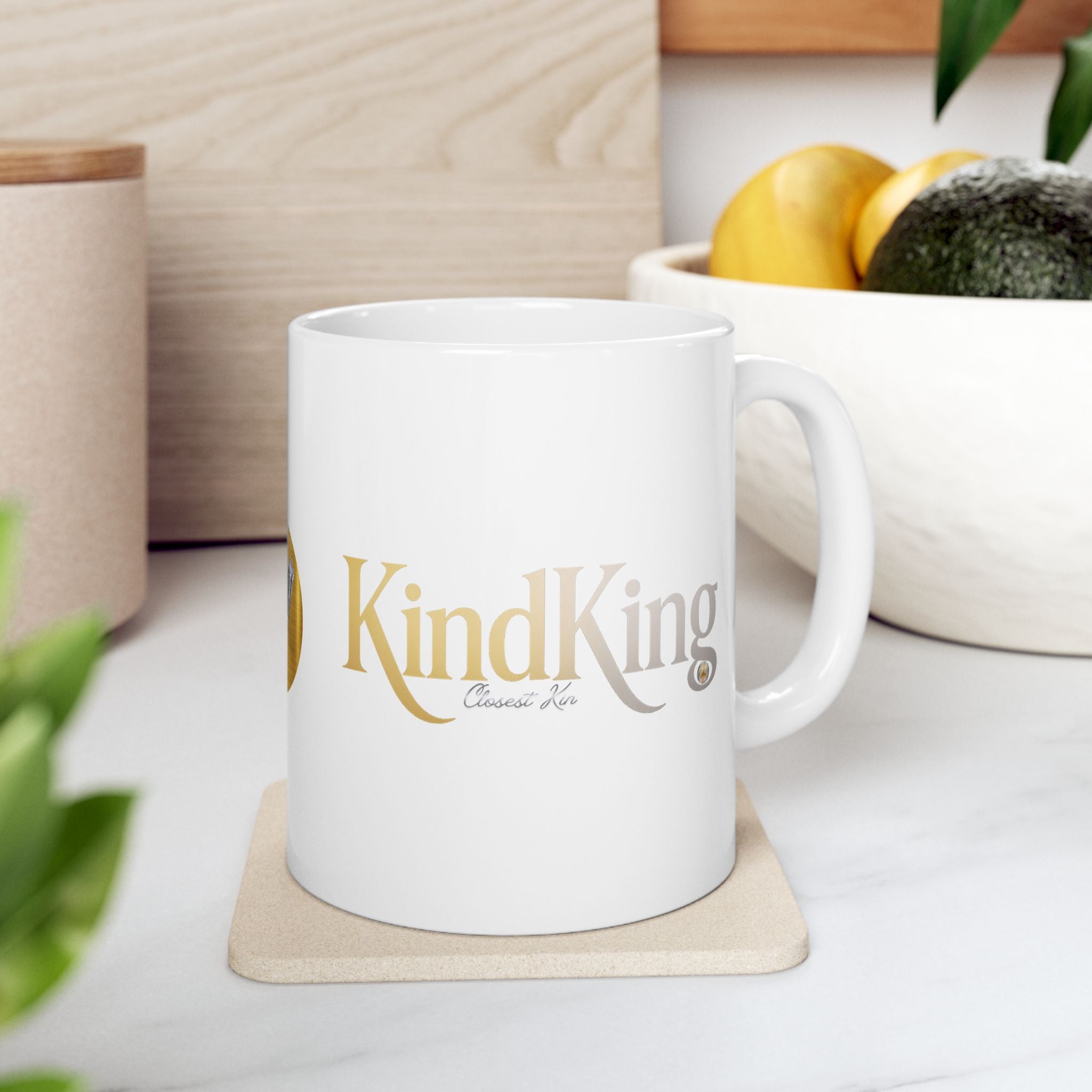 Golden KindKing Ceramic Mug — Regal Foil Lettering Coffee Cup (11oz, 15oz)