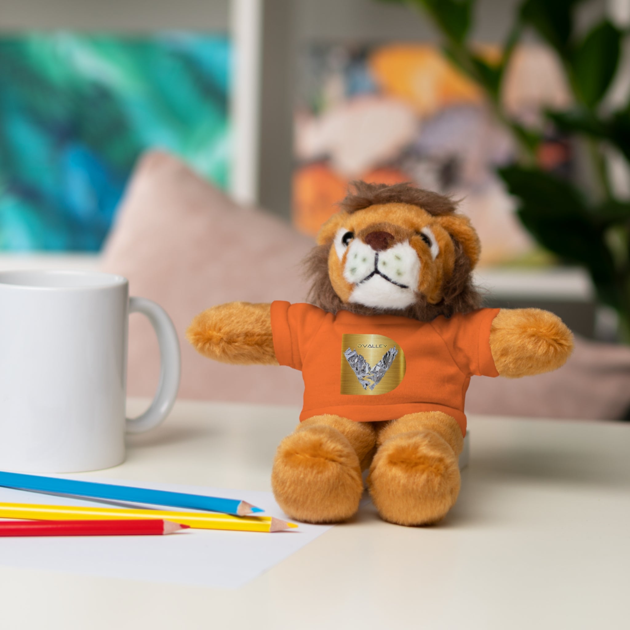 Teddy Bear with 'D'Valley' Gold Heart Tee — Cute Plush Gift for Kids & Loved Ones