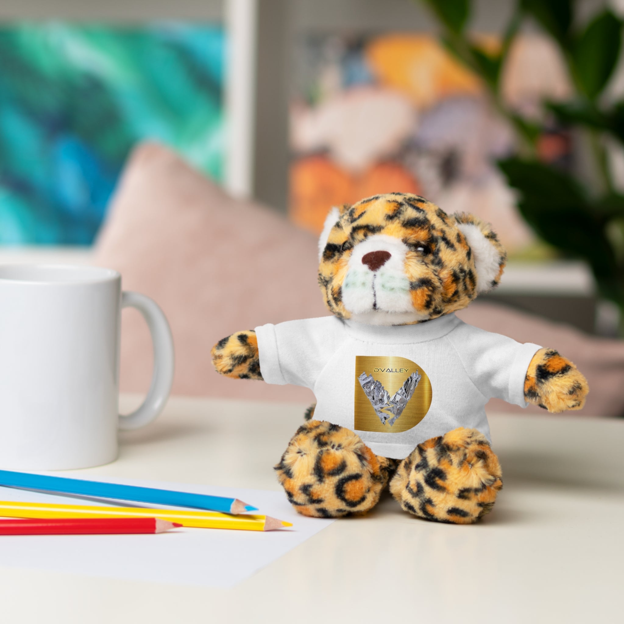 Teddy Bear with 'D'Valley' Gold Heart Tee — Cute Plush Gift for Kids & Loved Ones