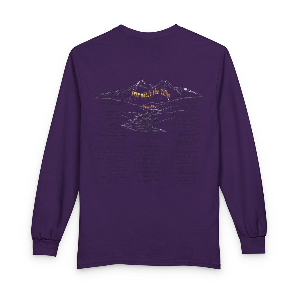 Long Sleeve — "Psalm 23:4 Fear Not in the Valley” Graphic Tee (Song Lyrics Back)