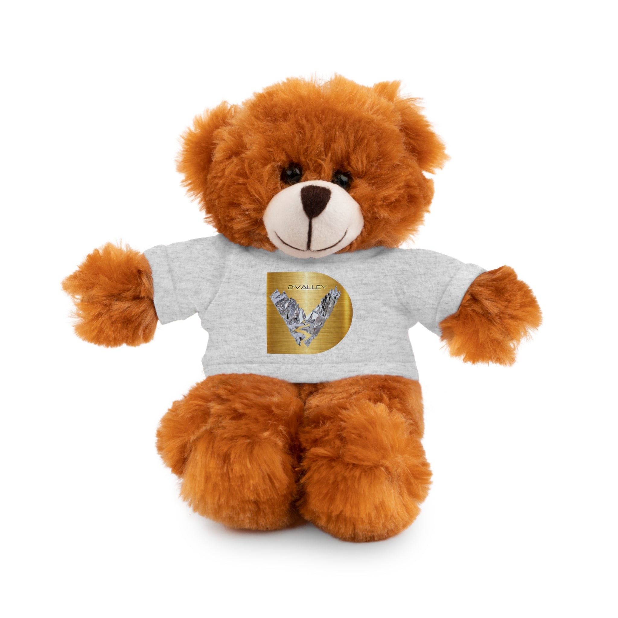 Teddy Bear with 'D'Valley' Gold Heart Tee — Cute Plush Gift for Kids & Loved Ones