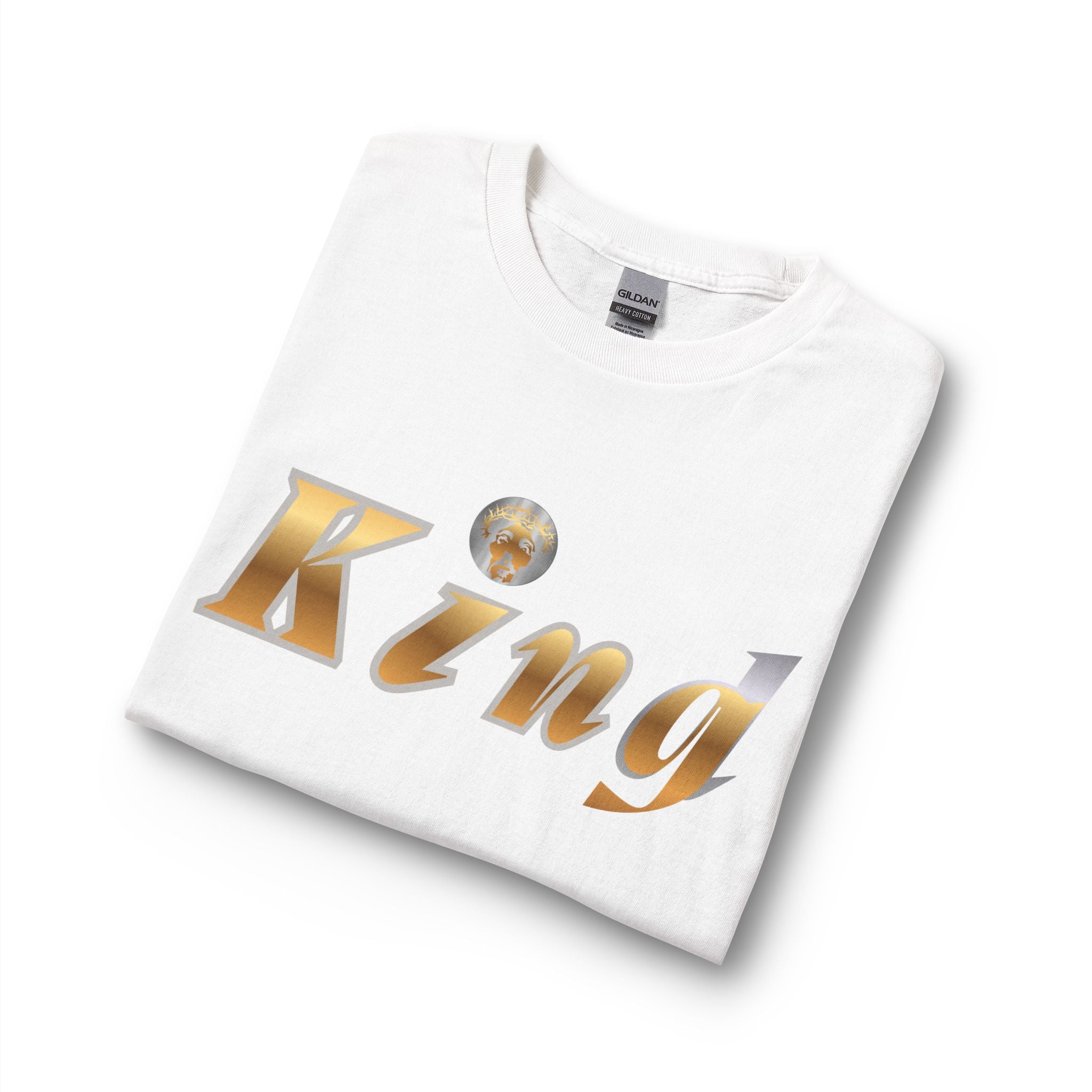 KindKing Metallic Script Long Sleeve Tee — Gold Lettering "KindKing" Chest with KindKing Back Logo