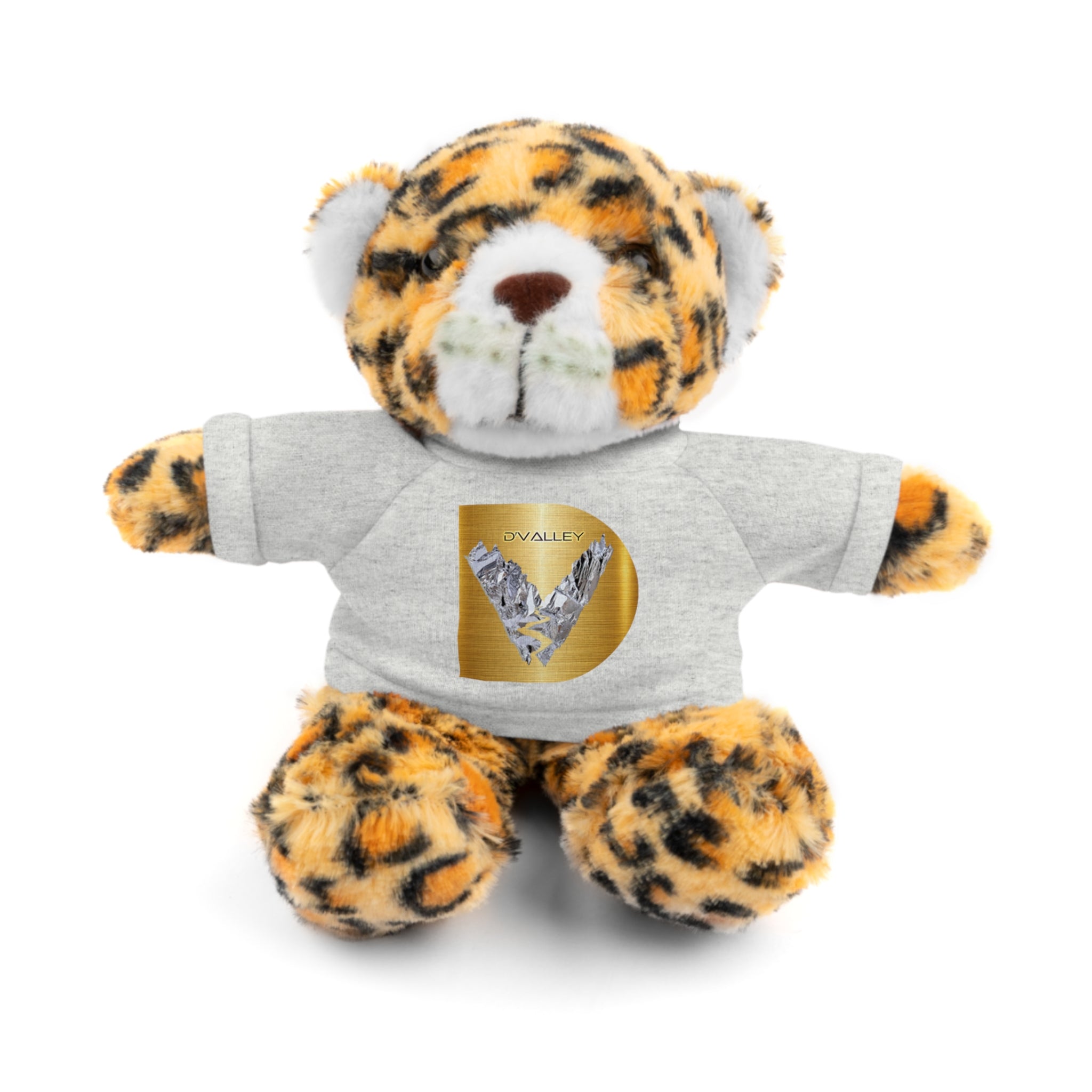 Teddy Bear with 'D'Valley' Gold Heart Tee — Cute Plush Gift for Kids & Loved Ones