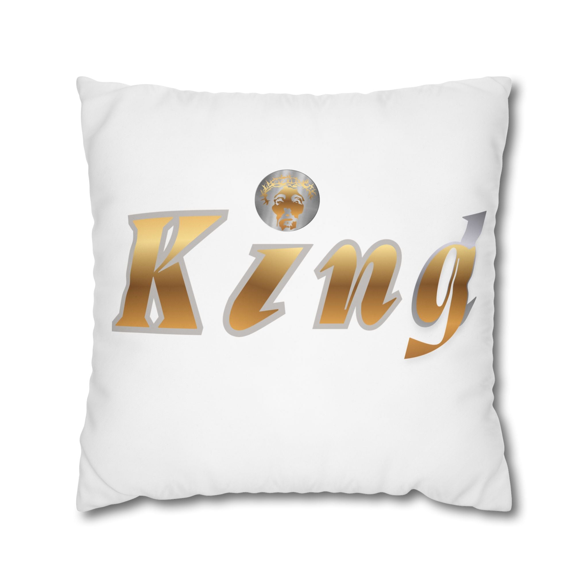 KindKing Gold Script Pillowcase – Decorative Square Accent Pillow Cover