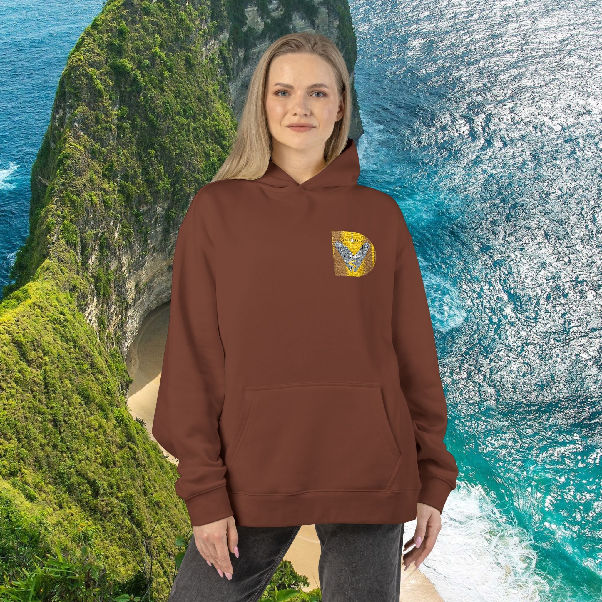 Gold Sequin D Initial Hoodie — Personalized Letter Pullover