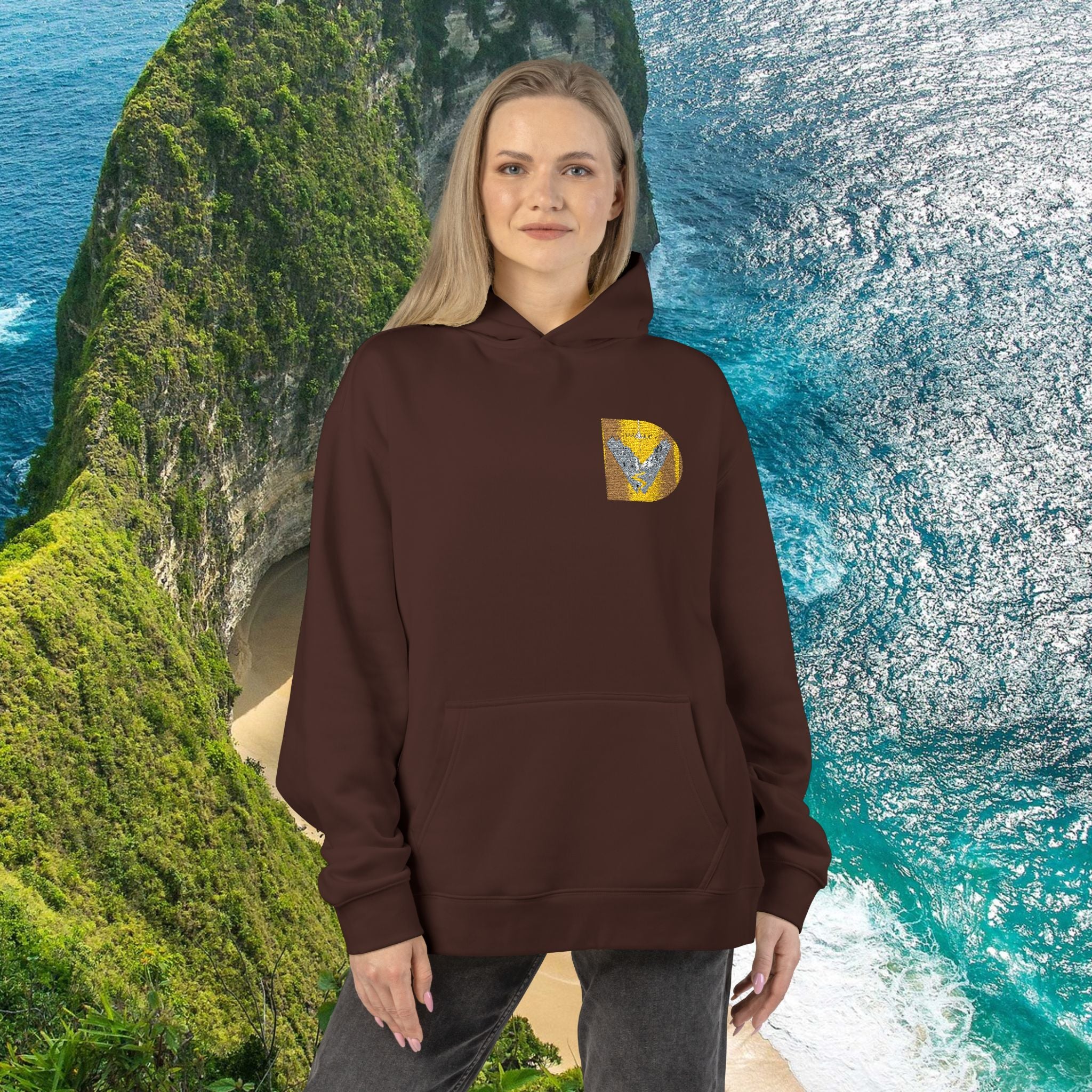 Gold Sequin D Initial Hoodie — Personalized Letter Pullover