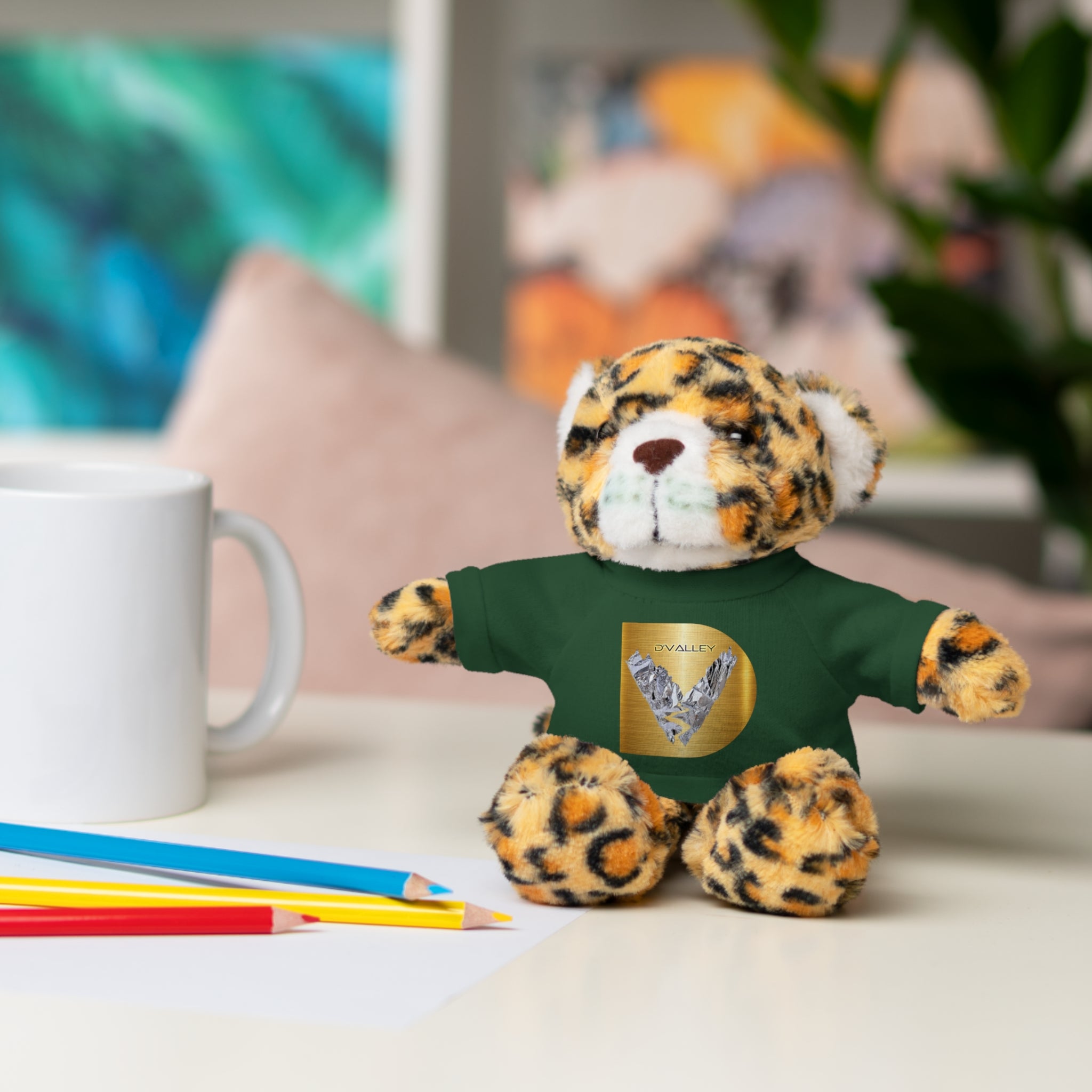 Teddy Bear with 'D'Valley' Gold Heart Tee — Cute Plush Gift for Kids & Loved Ones