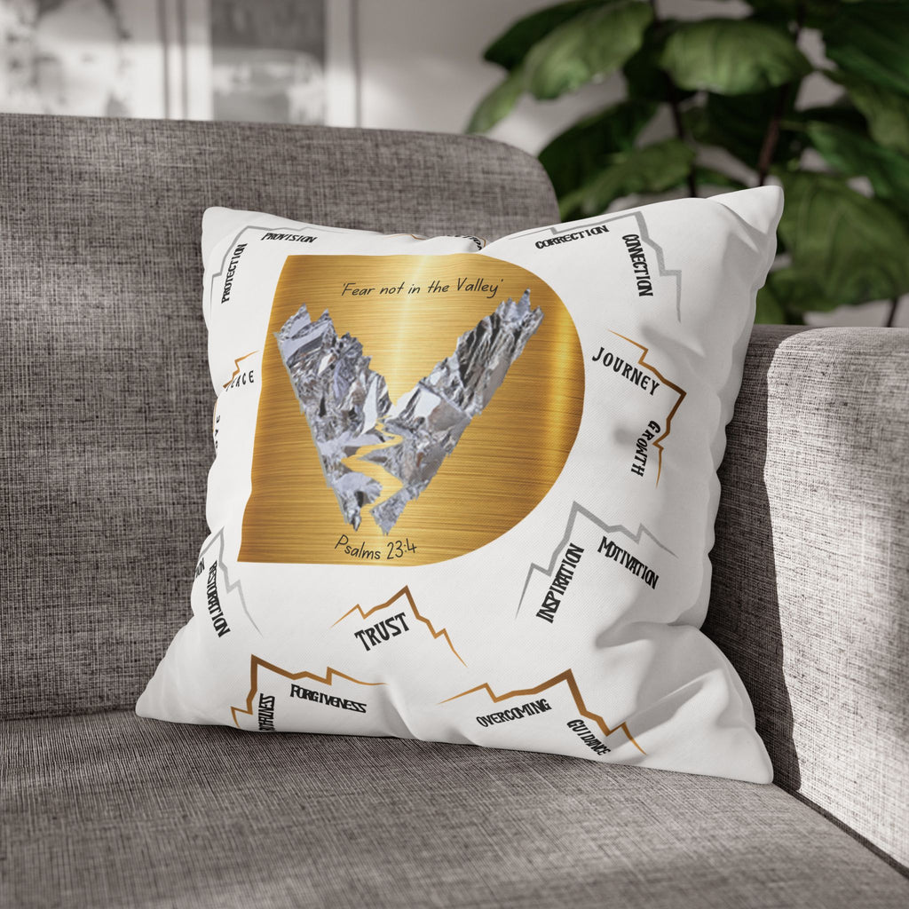 Psalm 23:4 Inspirational Throw Pillow — “Fear Not in the Valley” Decorative Square Pillowcase