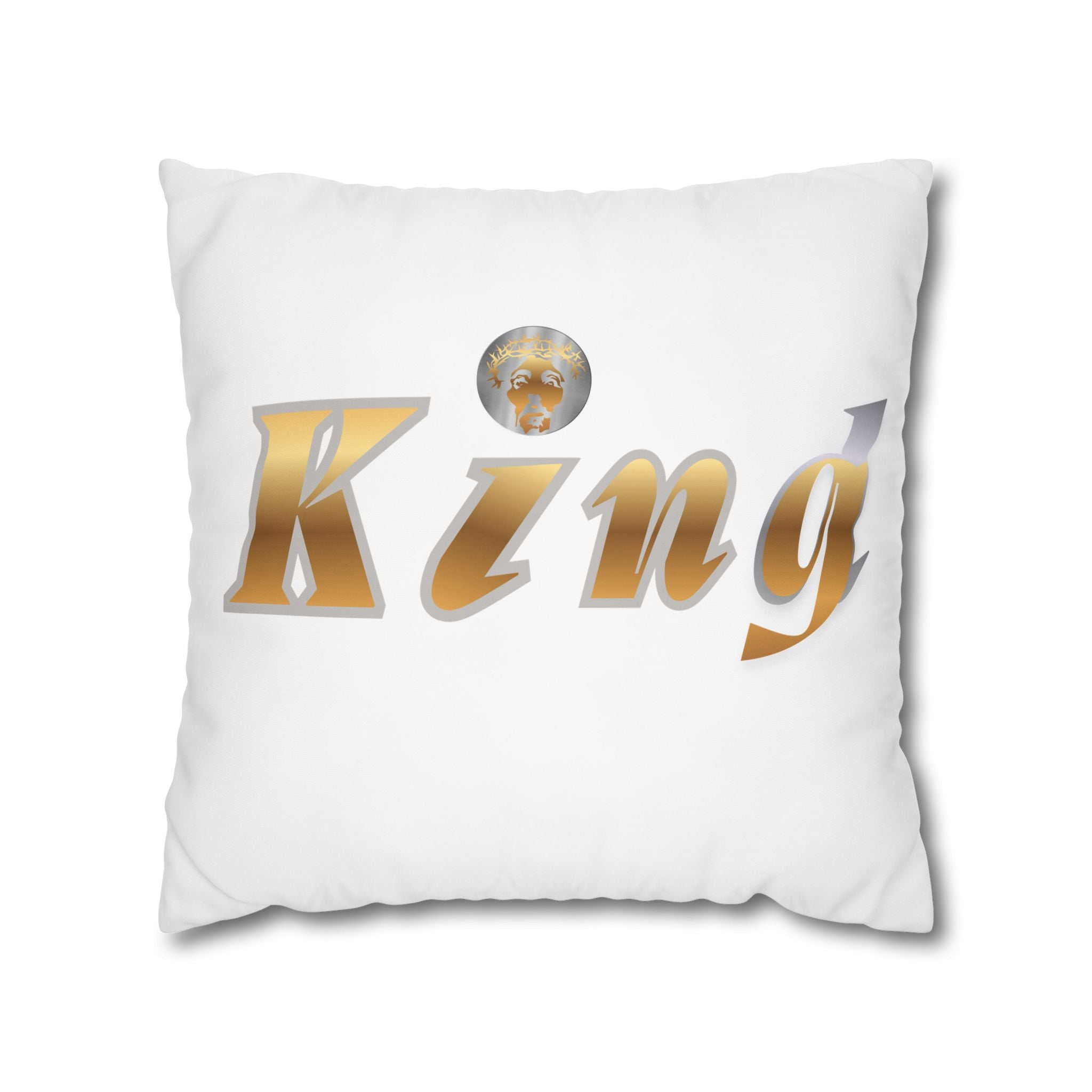 KindKing Gold Script Pillowcase – Decorative Square Accent Pillow Cover