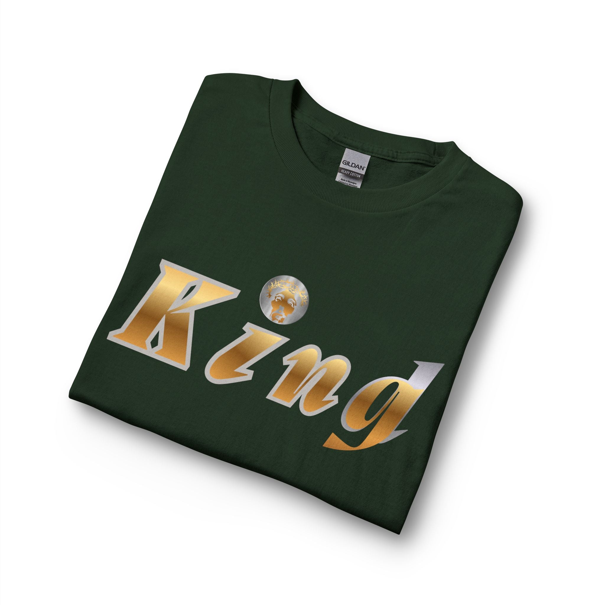 KindKing Metallic Script Long Sleeve Tee — Gold Lettering "KindKing" Chest with KindKing Back Logo
