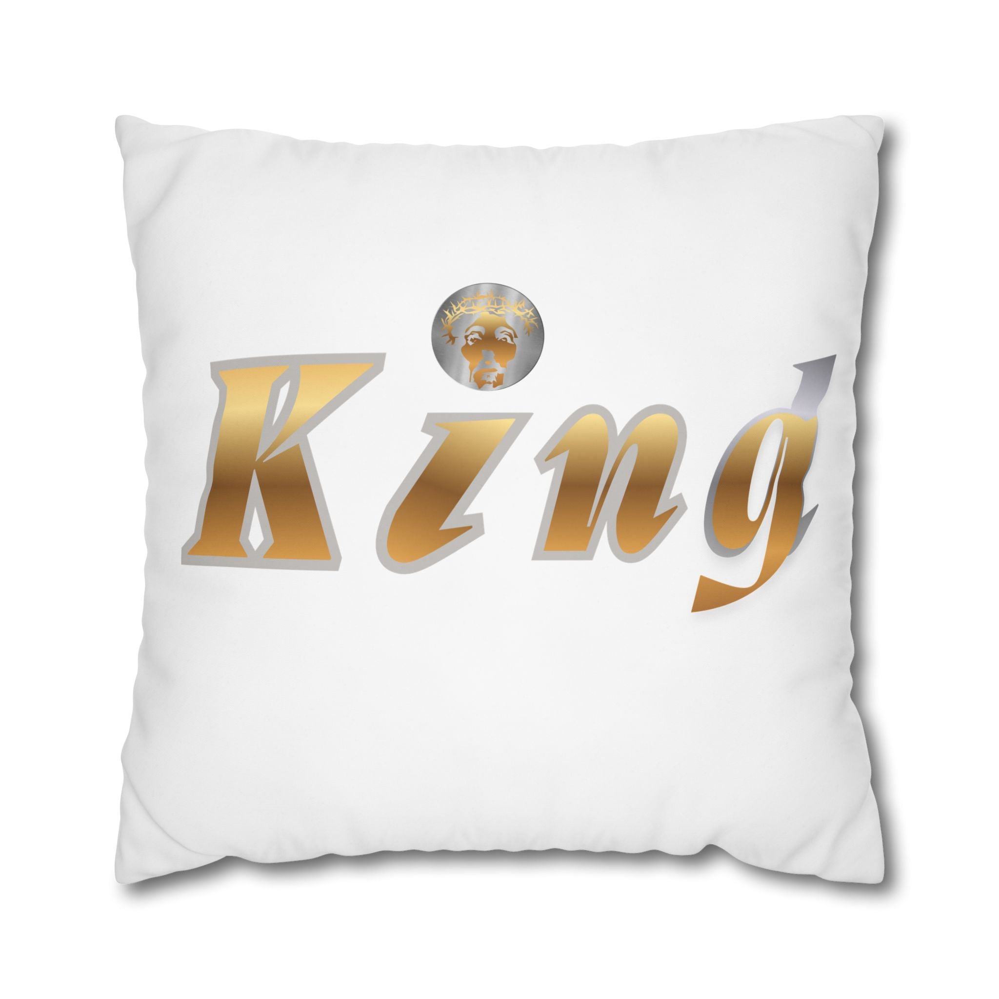 KindKing Gold Script Pillowcase – Decorative Square Accent Pillow Cover
