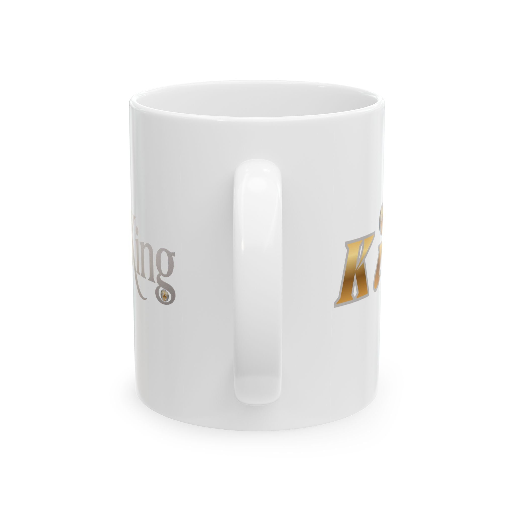 Golden KindKing Ceramic Mug — Regal Foil Lettering Coffee Cup (11oz, 15oz)