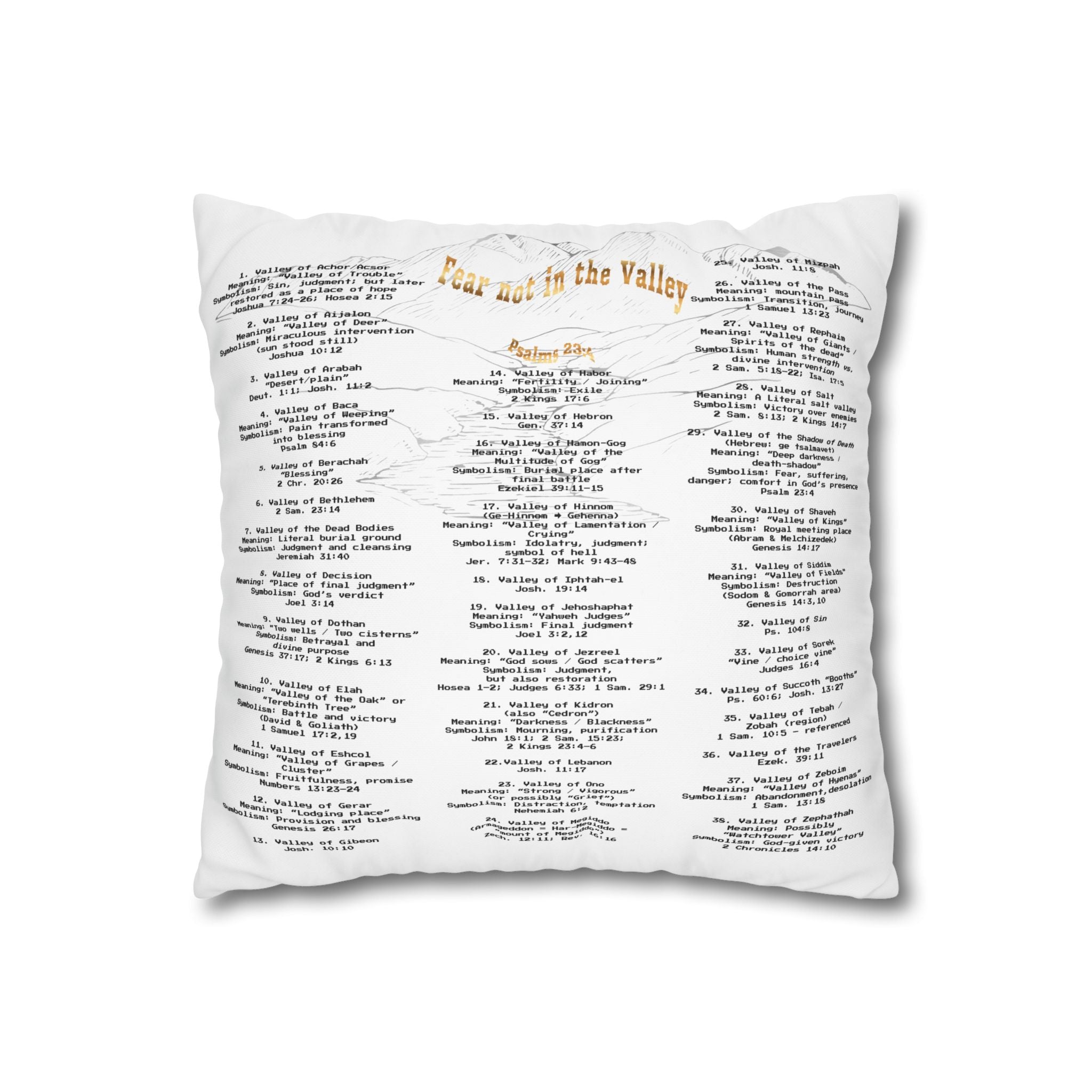 Psalm 23:4 Inspirational Throw Pillow — “Fear Not in the Valley” Decorative Square Pillowcase