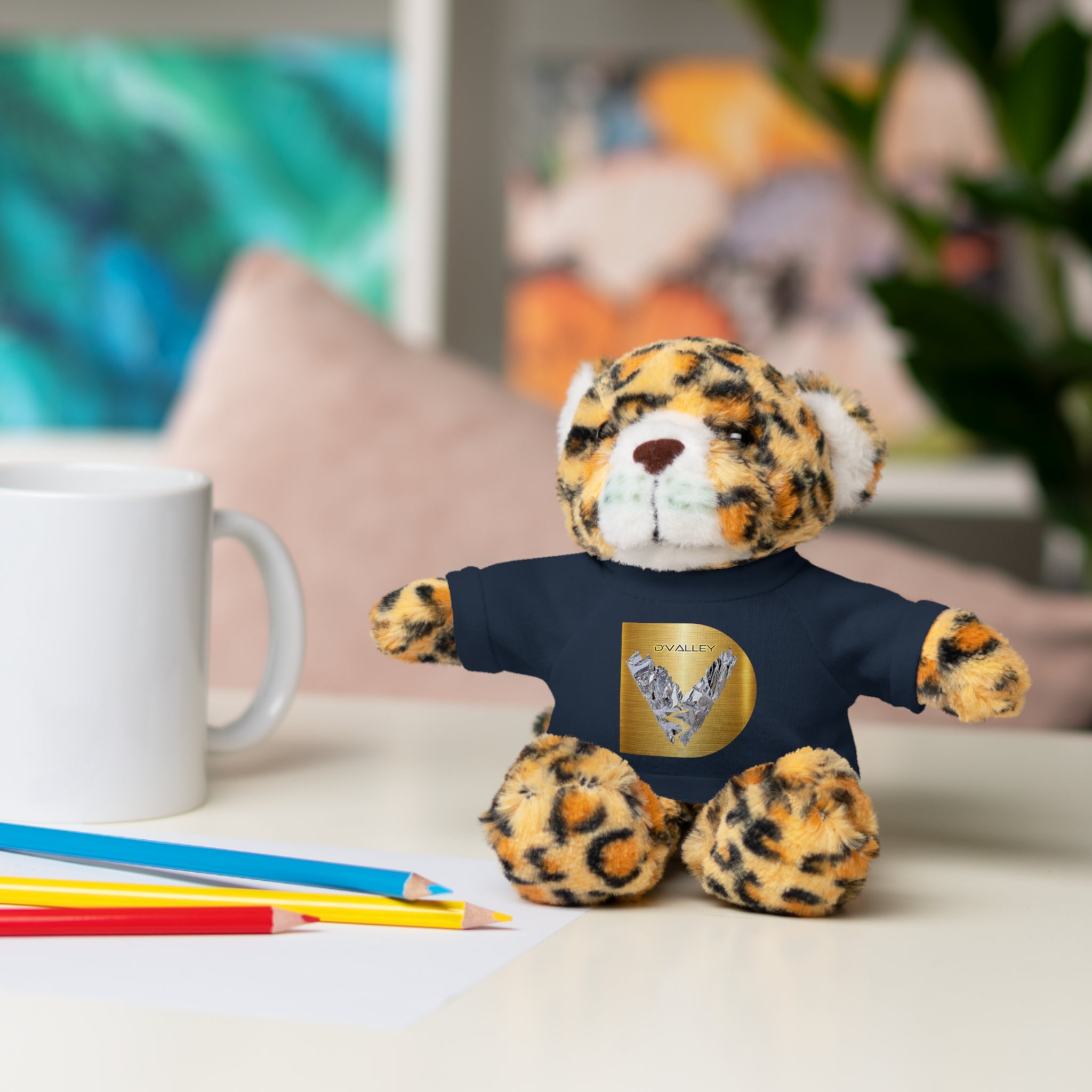 Teddy Bear with 'D'Valley' Gold Heart Tee — Cute Plush Gift for Kids & Loved Ones