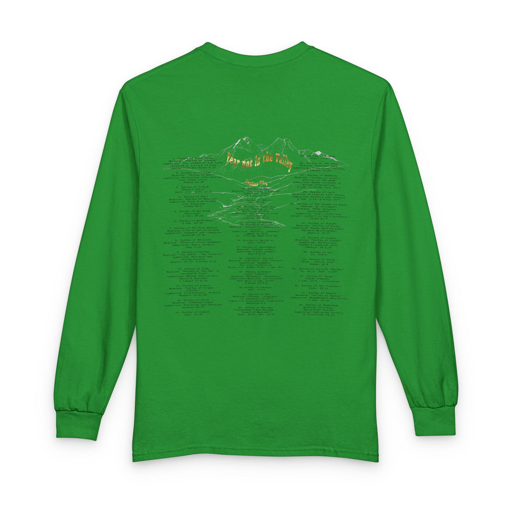 Long Sleeve — "Psalm 23:4 Fear Not in the Valley” Graphic Tee (Song Lyrics Back)