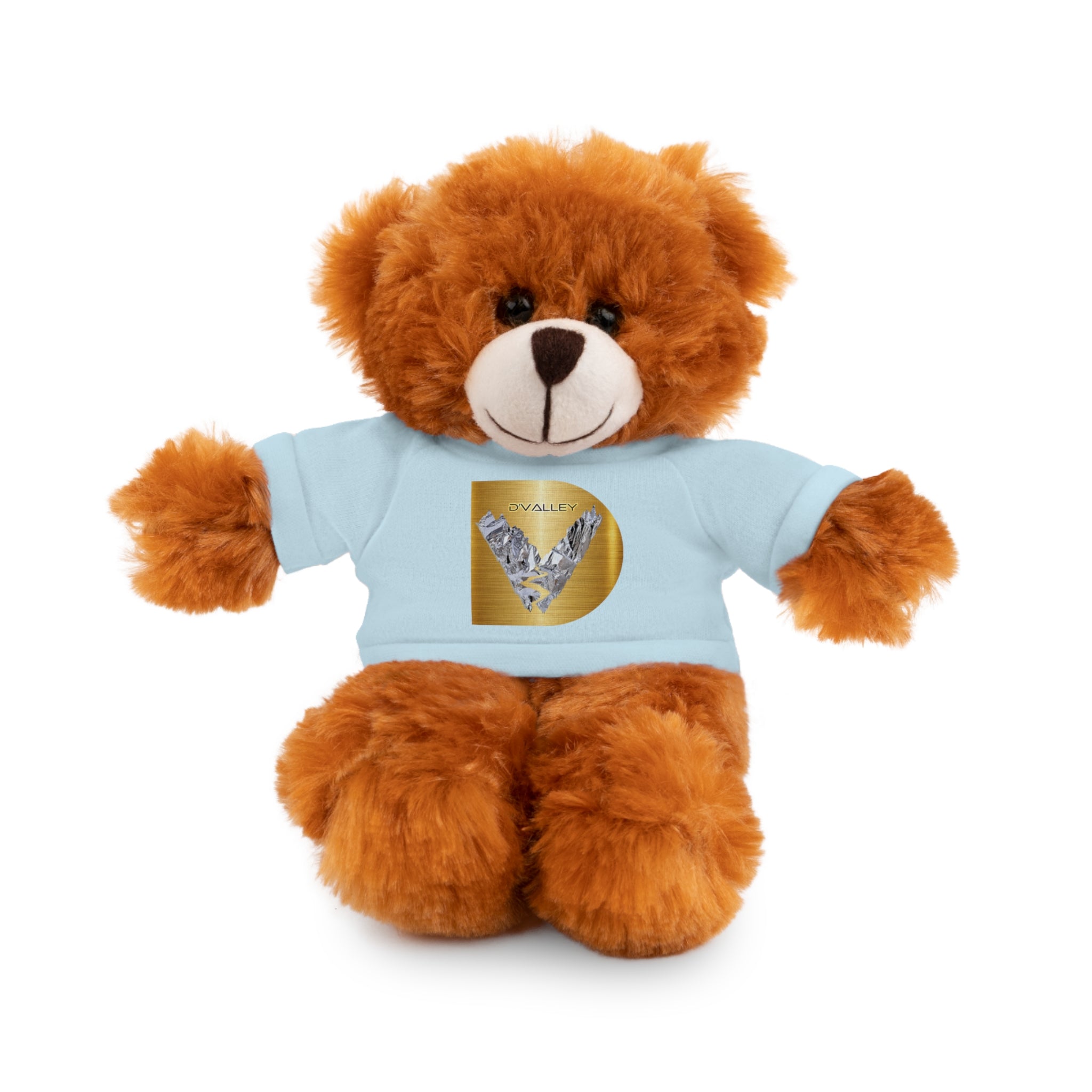 Teddy Bear with 'D'Valley' Gold Heart Tee — Cute Plush Gift for Kids & Loved Ones