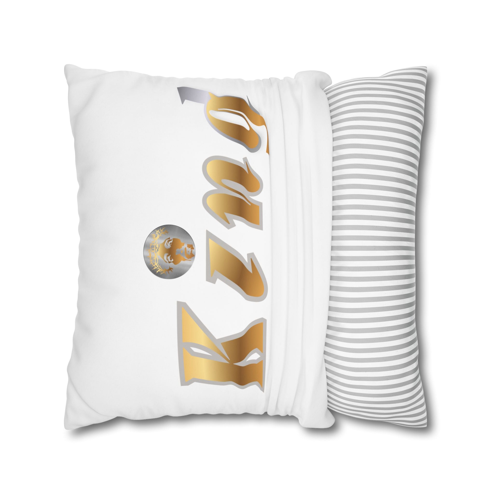KindKing Gold Script Pillowcase – Decorative Square Accent Pillow Cover