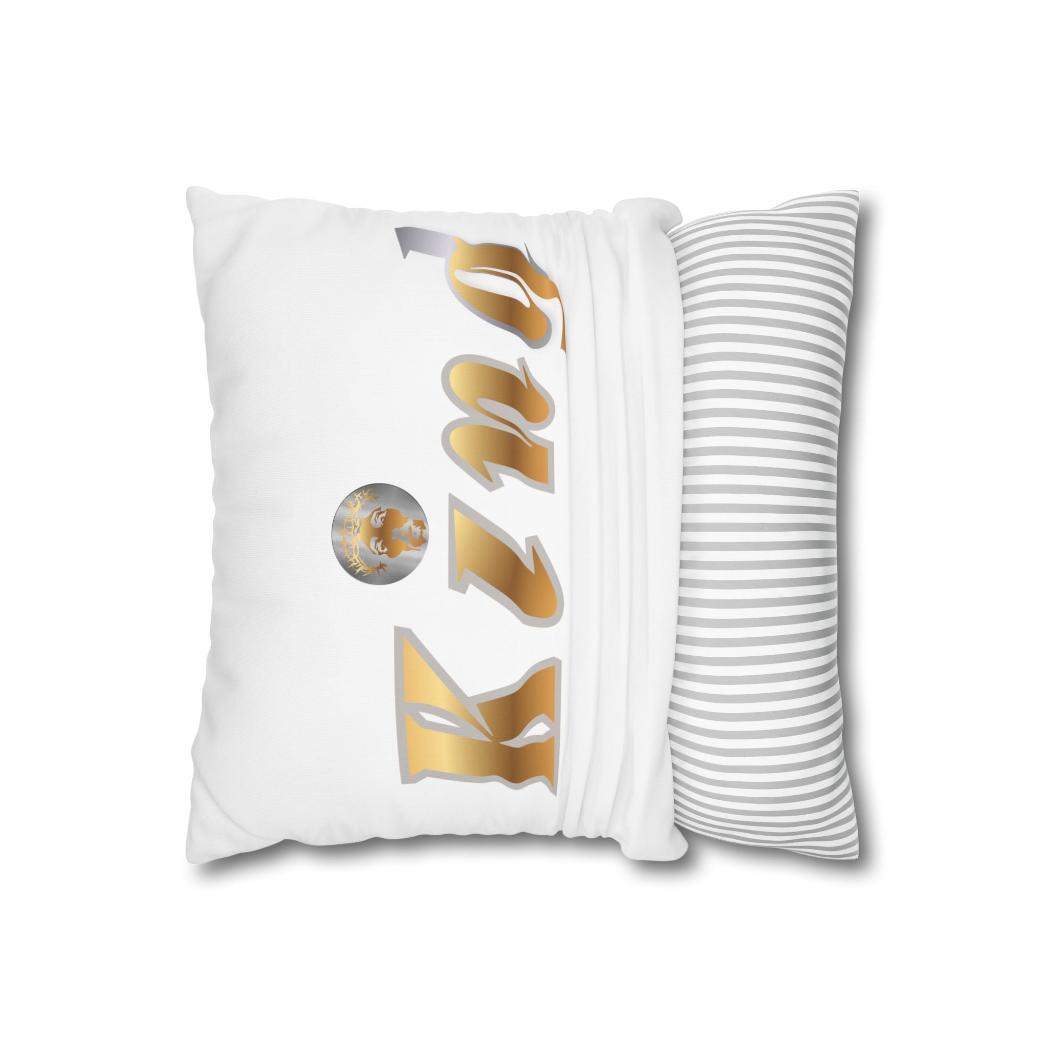 KindKing Gold Script Pillowcase – Decorative Square Accent Pillow Cover