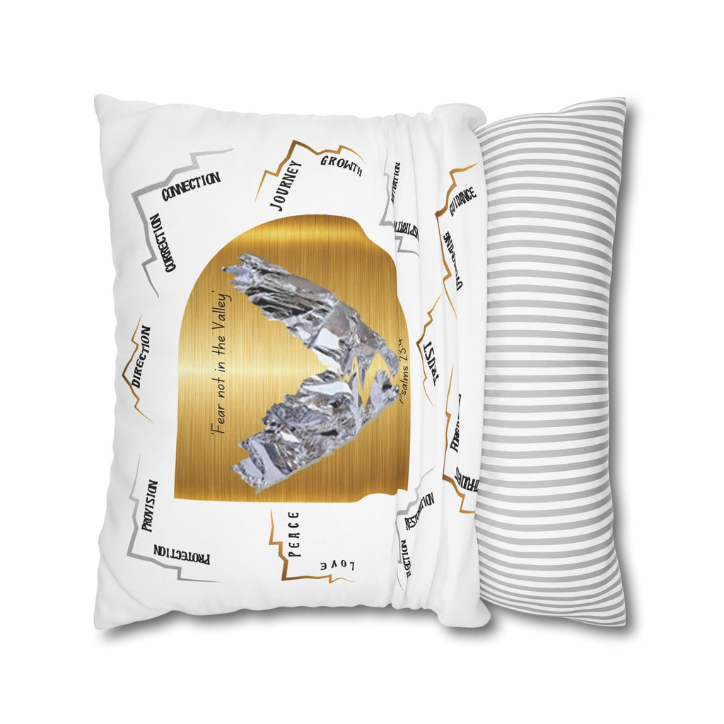 Psalm 23:4 Inspirational Throw Pillow — “Fear Not in the Valley” Decorative Square Pillowcase