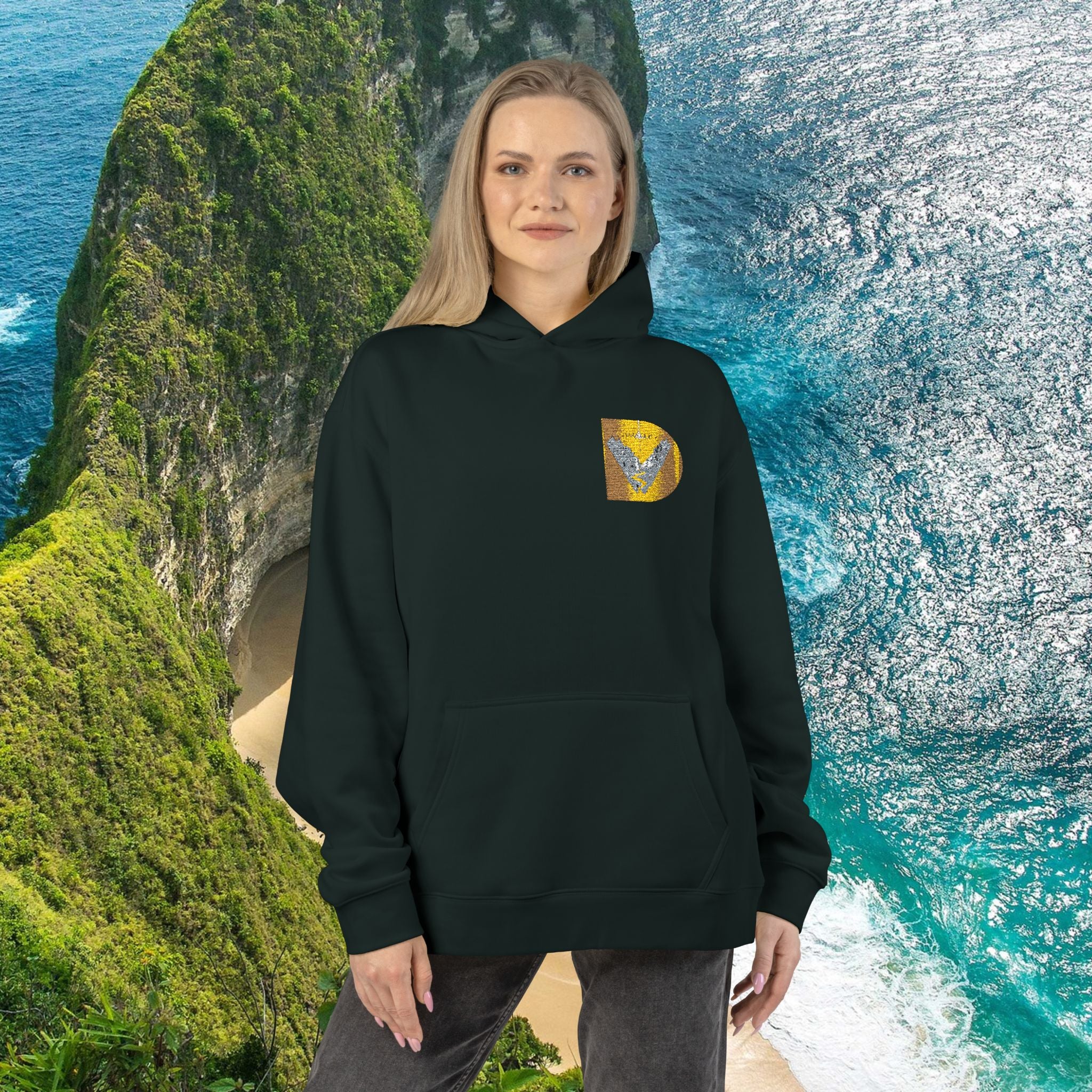 Gold Sequin D Initial Hoodie — Personalized Letter Pullover