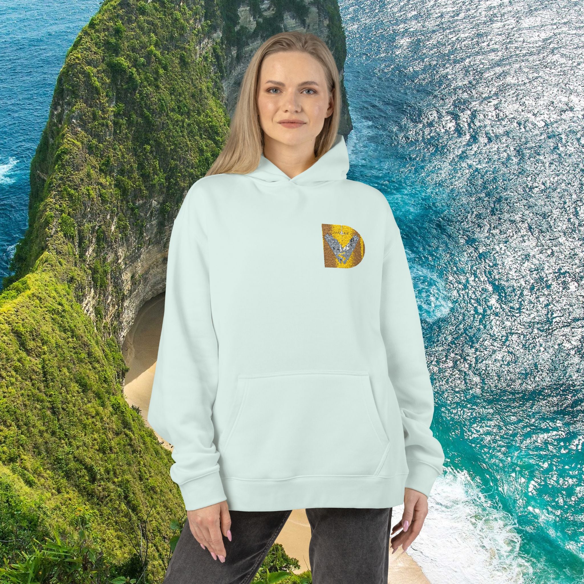 Gold Sequin D Initial Hoodie — Personalized Letter Pullover